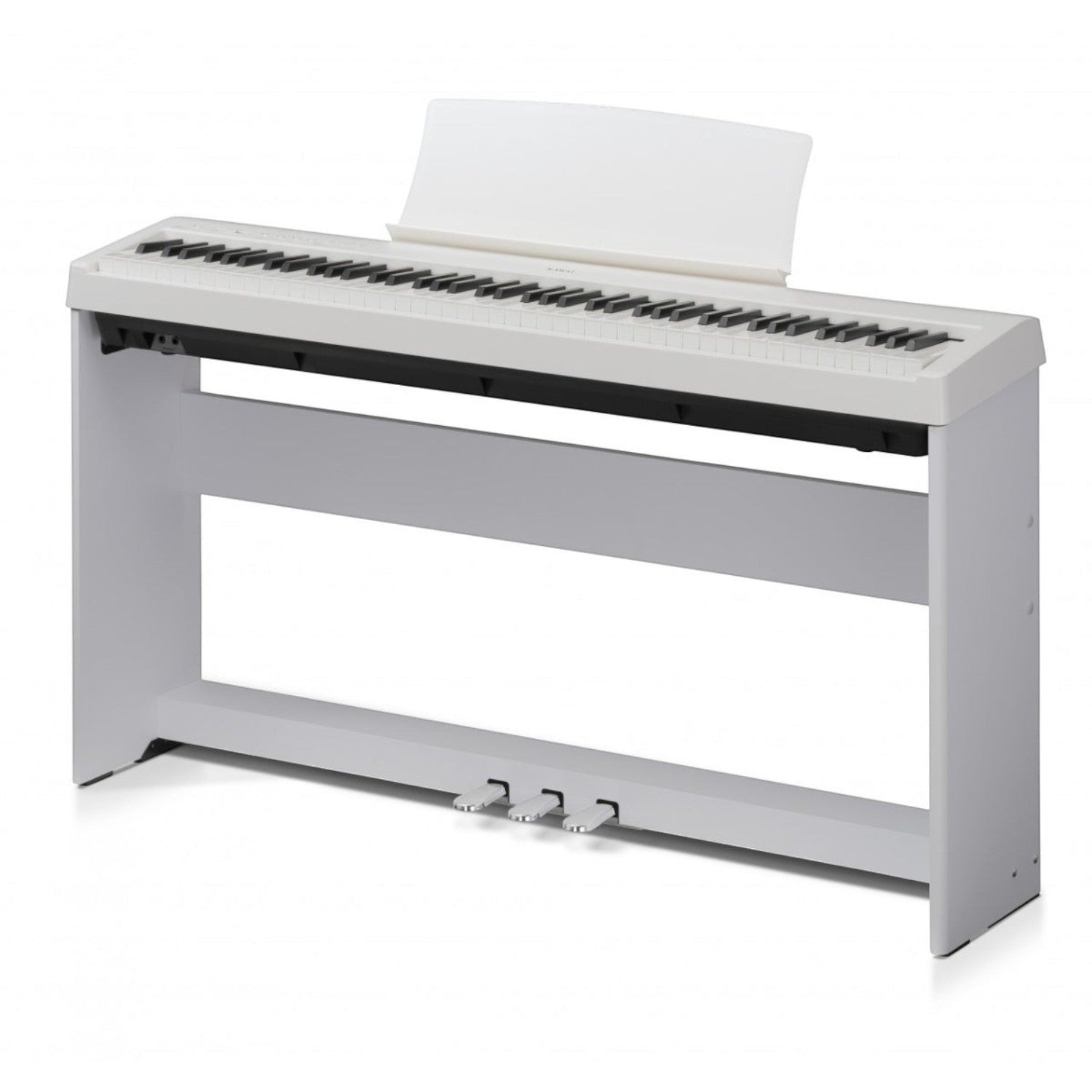 Đàn piano điện Kawai ES110 màu trắng tại TÂN NHẠC CỤ, thiết kế di động với 88 phím búa và chân đế chắc chắn.