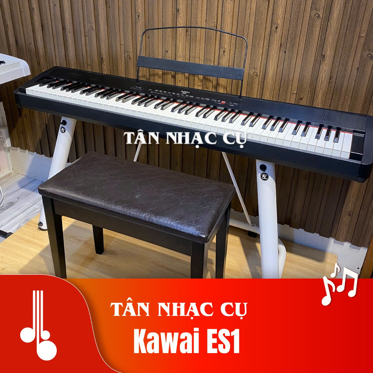 Đàn piano điện Kawai ES1 màu đen thiết kế hiện đại, nhỏ gọn với chân đế trắng tại cửa hàng TÂN NHẠC CỤ