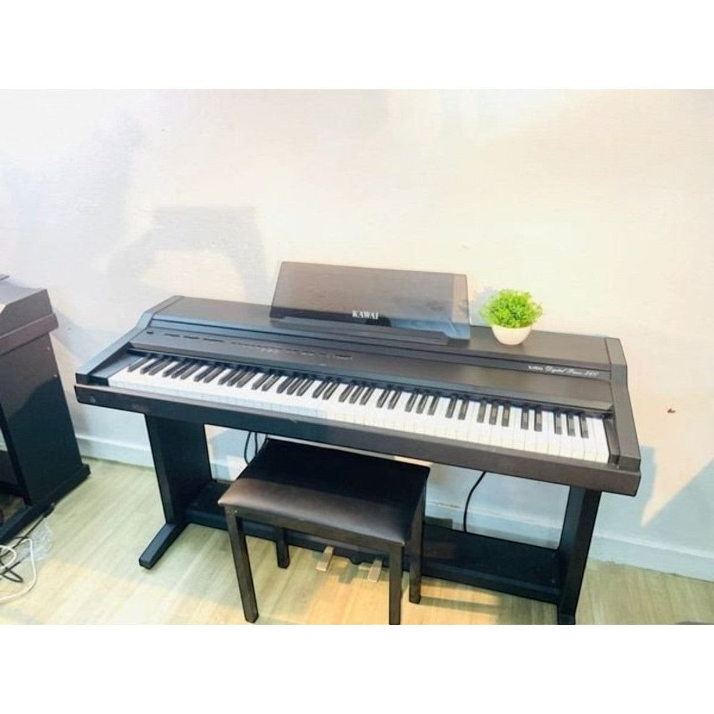 Đàn piano điện Kawai PW360MR màu đen sang trọng tại TÂN NHẠC CỤ với bàn phím gỗ 88 phím và ghế ngồi đi kèm