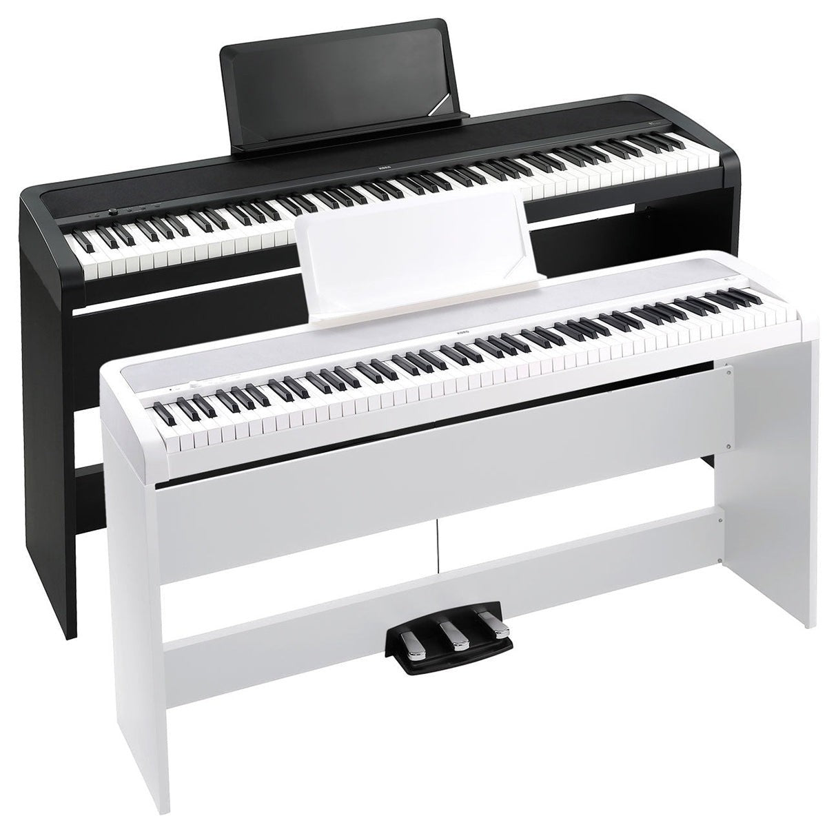 Đàn piano điện Korg B1 màu đen và trắng tại TÂN NHẠC CỤ, thiết kế gọn nhẹ với bàn phím búa NH cho người mới học.