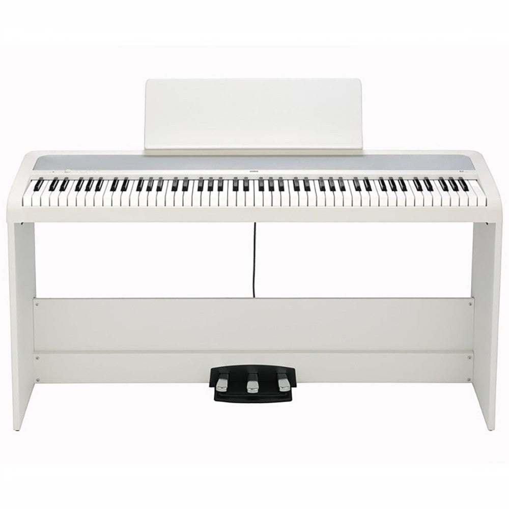 Đàn piano điện Korg B2 màu trắng tại TÂN NHẠC CỤ với thiết kế gọn nhẹ, bàn phím búa NH và pedal ngân đi kèm.
