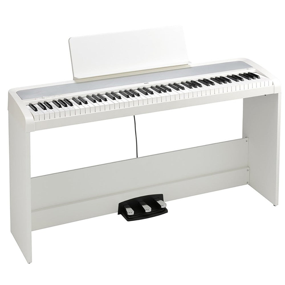 Đàn piano điện Korg B2 màu trắng tại TÂN NHẠC CỤ với thiết kế gọn nhẹ, bàn phím búa NH và giá đỡ nhạc đi kèm