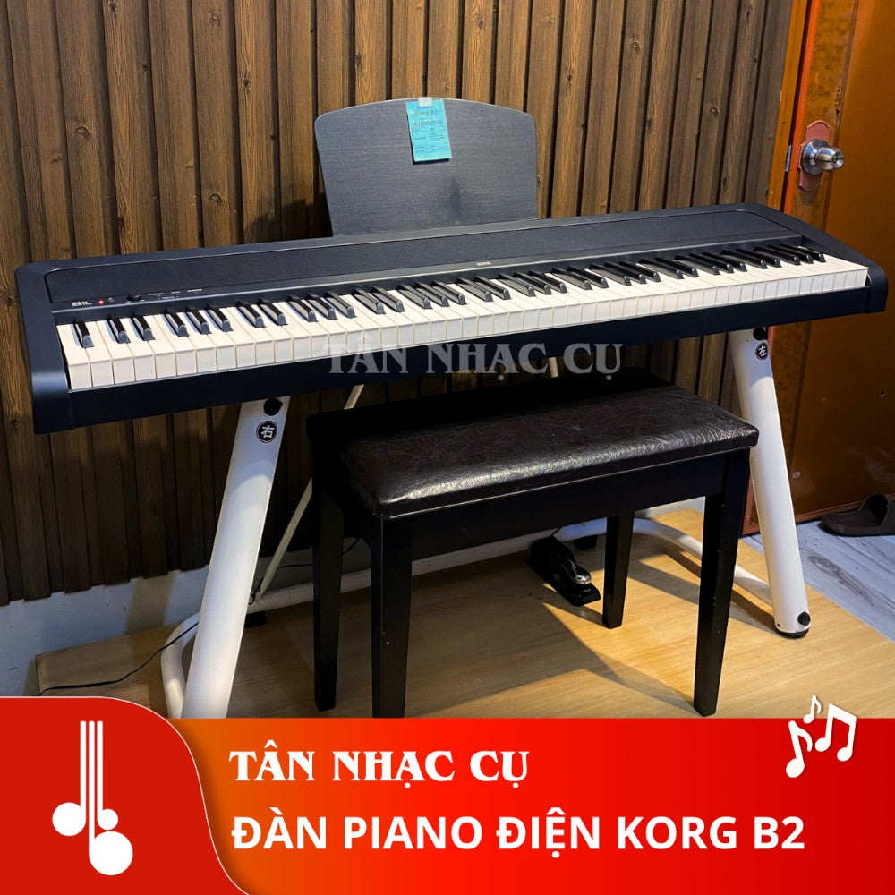Đàn piano điện Korg B2 màu đen tại TÂN NHẠC CỤ, thiết kế gọn nhẹ với bàn phím búa NH, kèm ghế và chân đàn