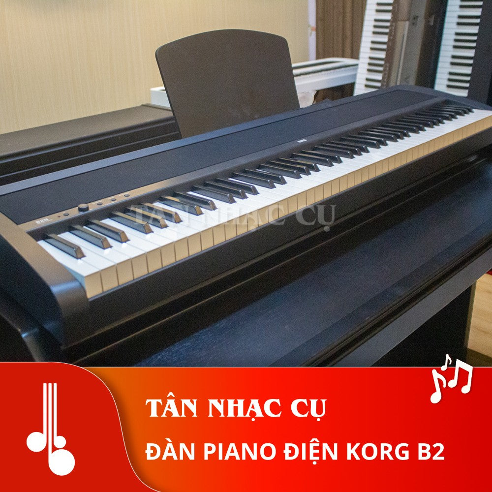 Đàn piano điện Korg B2 màu đen tại TÂN NHẠC CỤ với bàn phím búa NH, thiết kế gọn nhẹ cho người mới bắt đầu.
