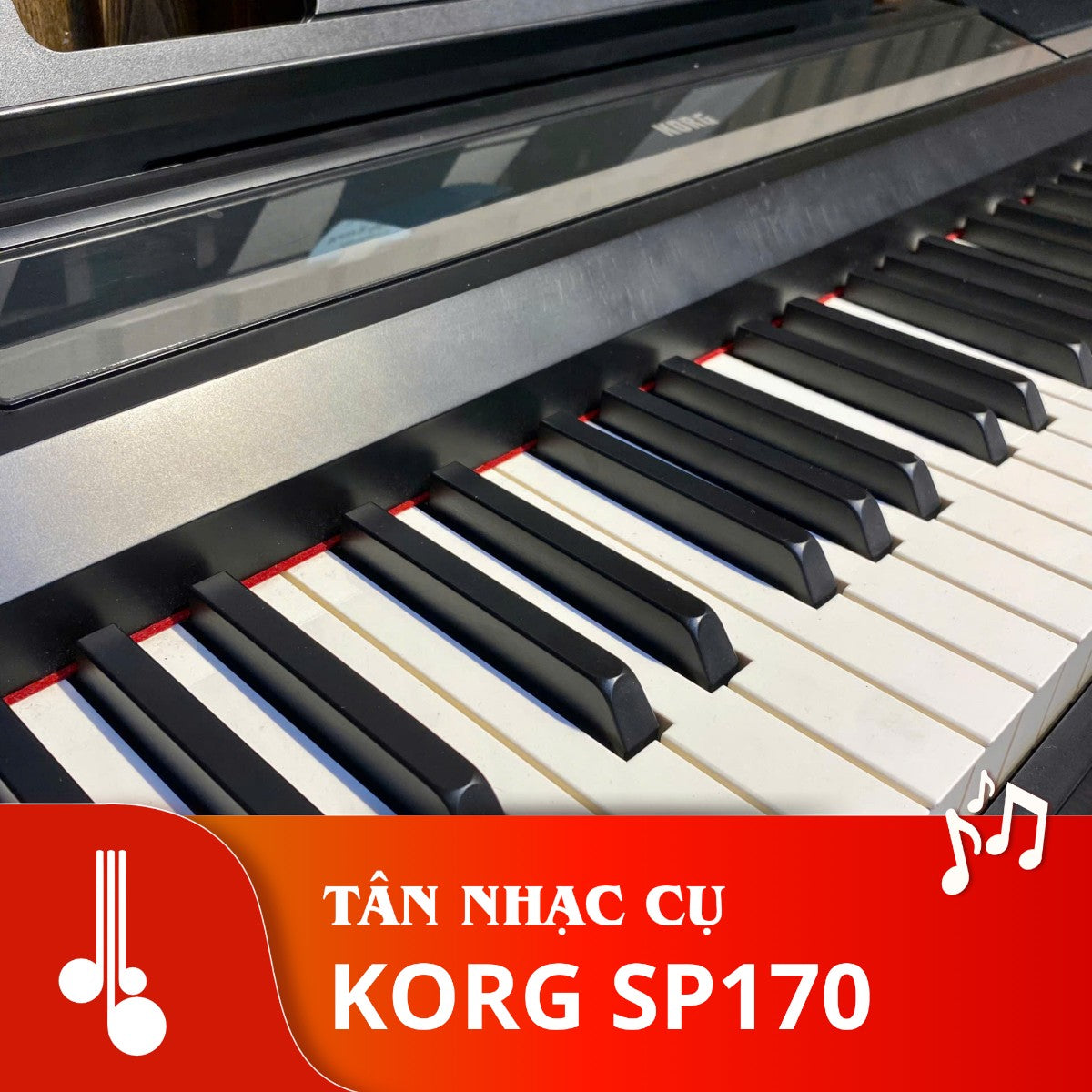 Đàn piano điện Korg SP170 tại TÂN NHẠC CỤ với bàn phím búa NH màu đen tối giản, thiết kế gọn nhẹ cho người mới tập