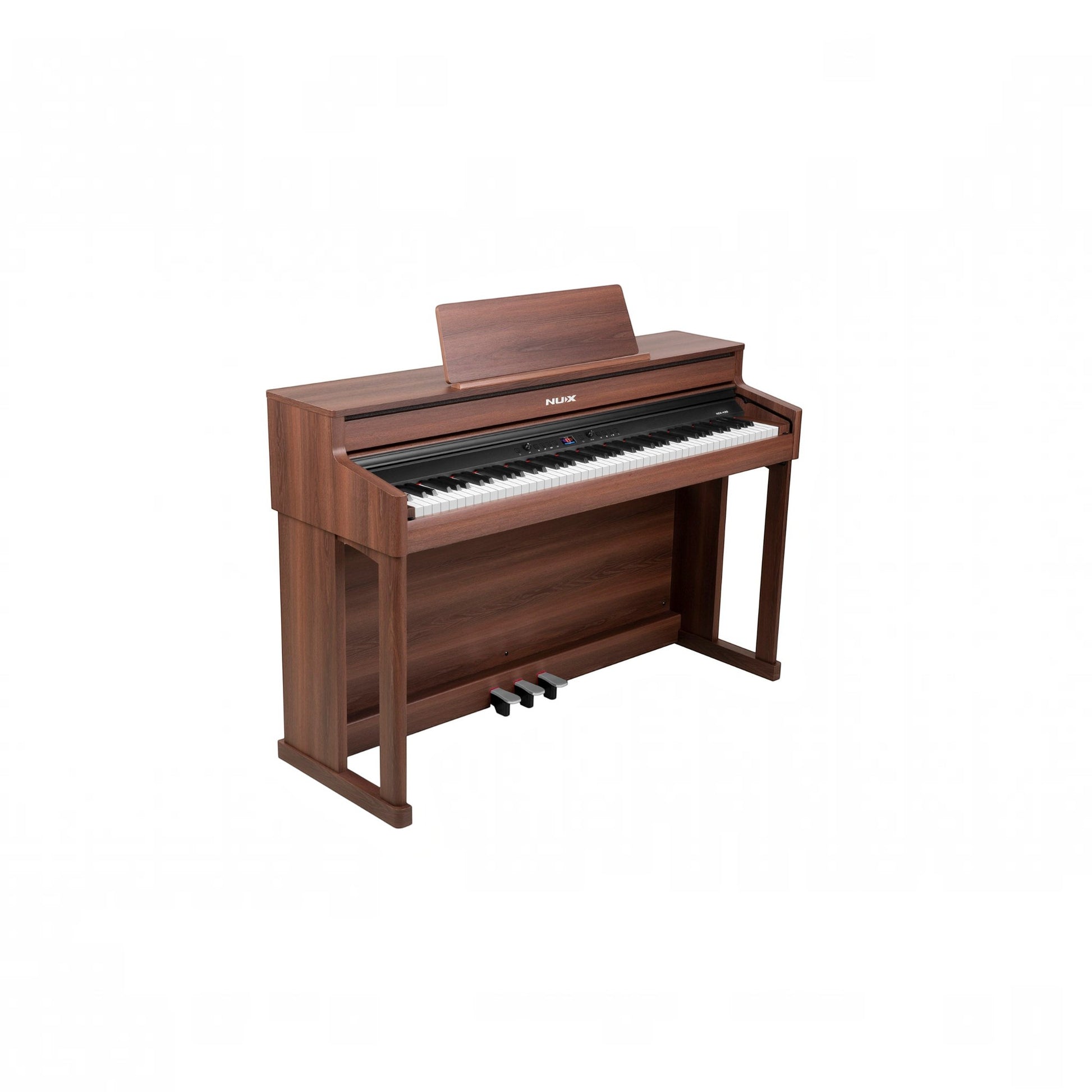 Đàn piano điện Nux NCK430 từ TÂN NHẠC CỤ với thiết kế vân gỗ sang trọng, bàn phím hammer-action và 3 pedal chuyên nghiệp