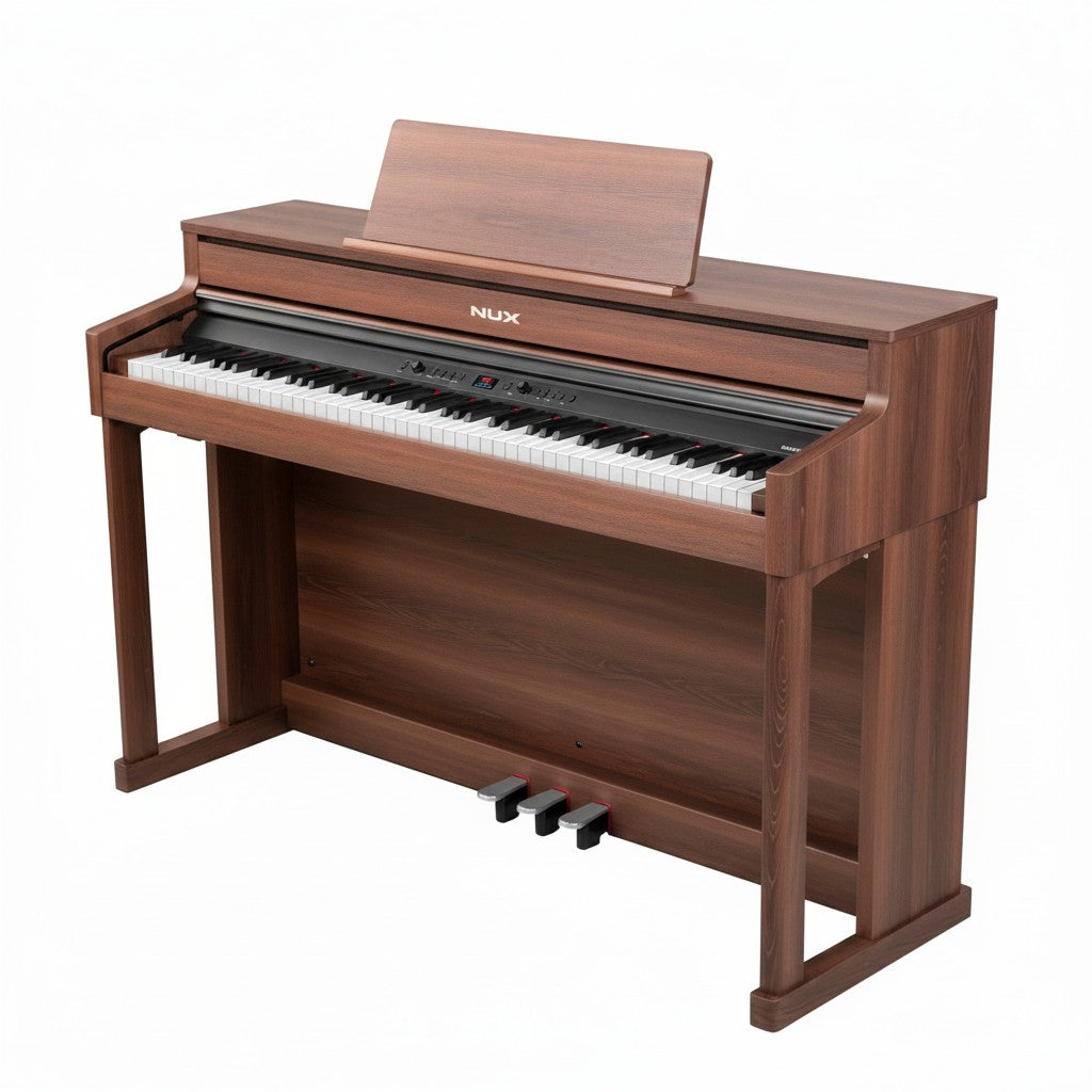 Đàn piano điện Nux NCK430 màu gỗ sang trọng với thiết kế hiện đại, bàn phím hammer-action tại TÂN NHẠC CỤ