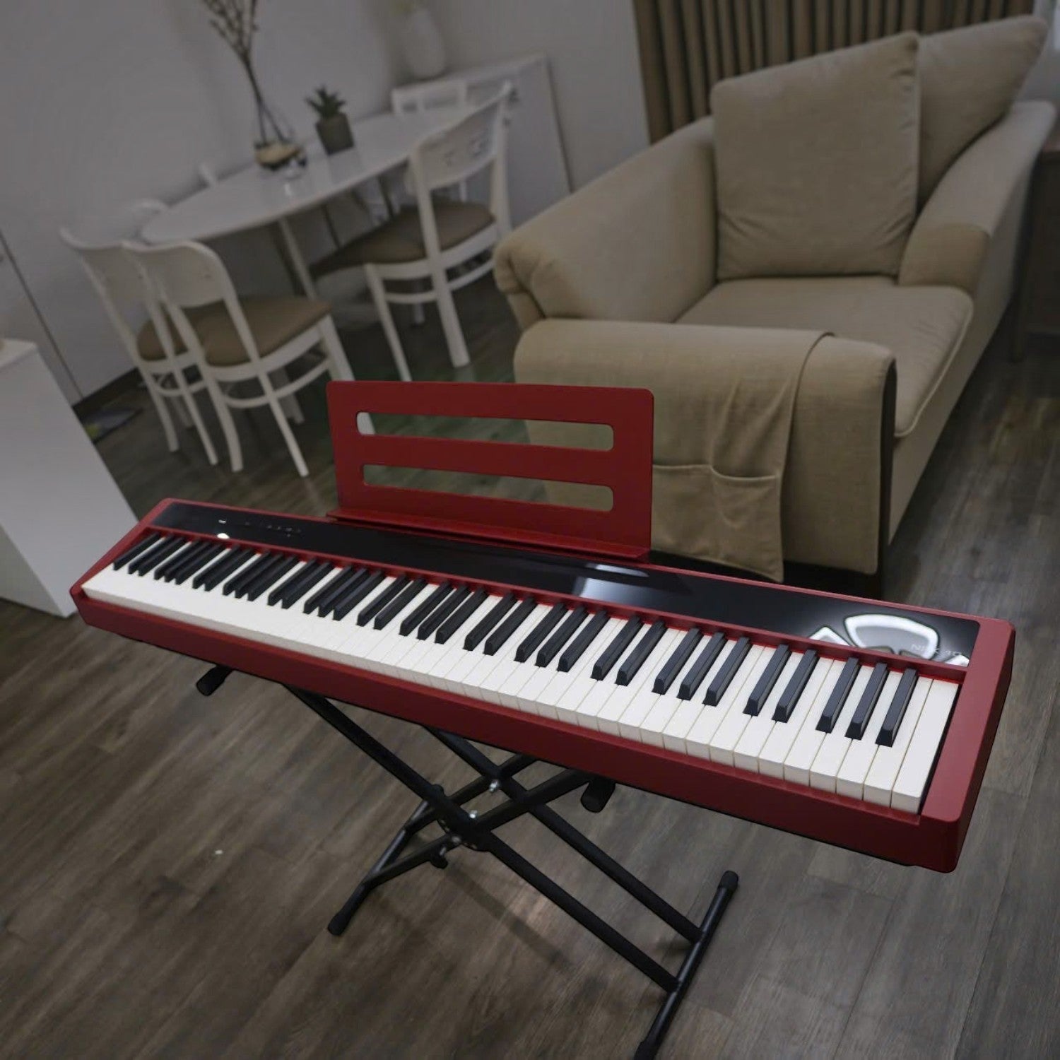 Đàn piano điện NUX NPK-10 màu đỏ với 88 phím búa tại Tân Nhạc Cụ, thiết kế hiện đại, nhỏ gọn