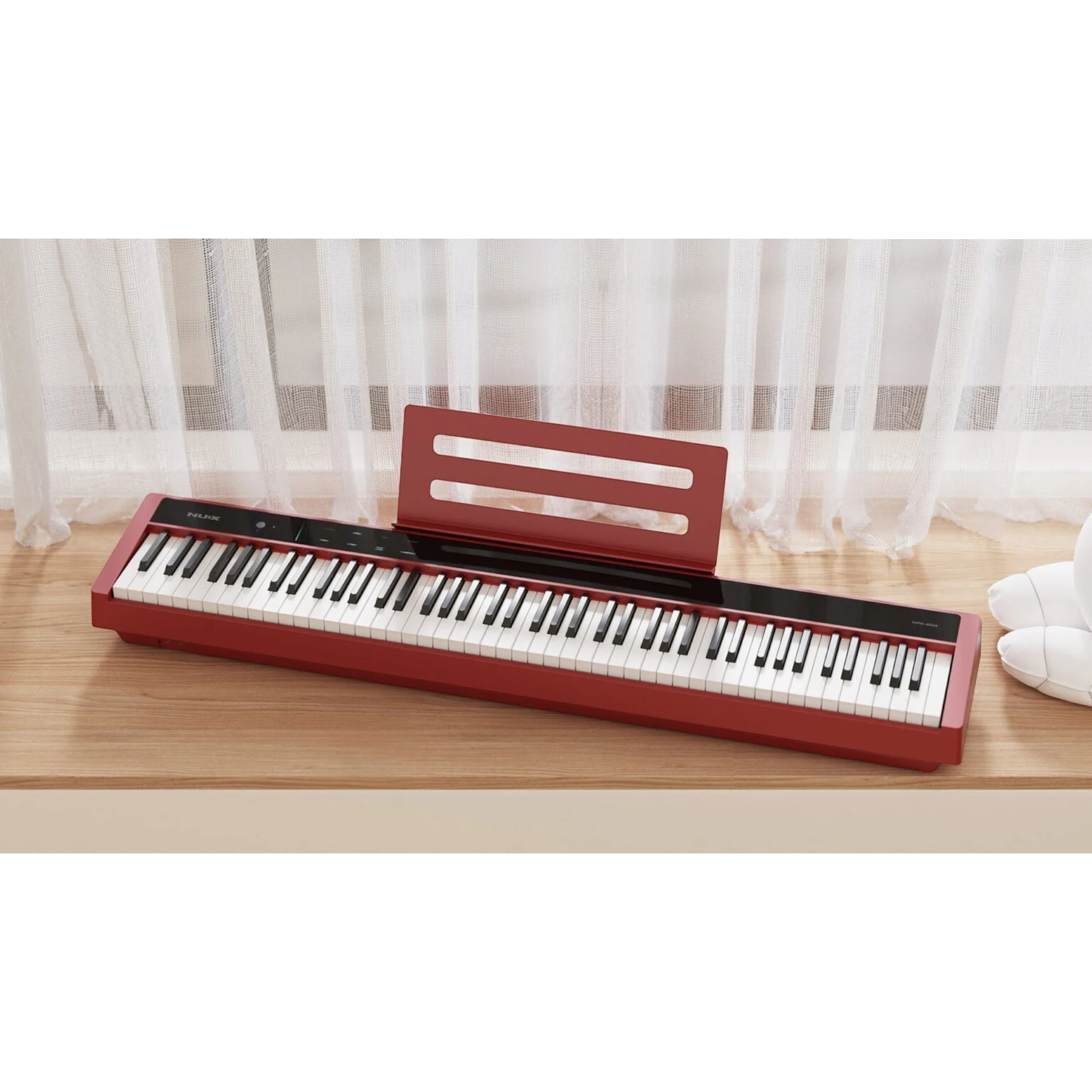 Đàn piano điện Nux NPK200 màu đỏ hiện đại tại TÂN NHẠC CỤ với thiết kế bàn phím WKJ-03 chân thực và tinh tế