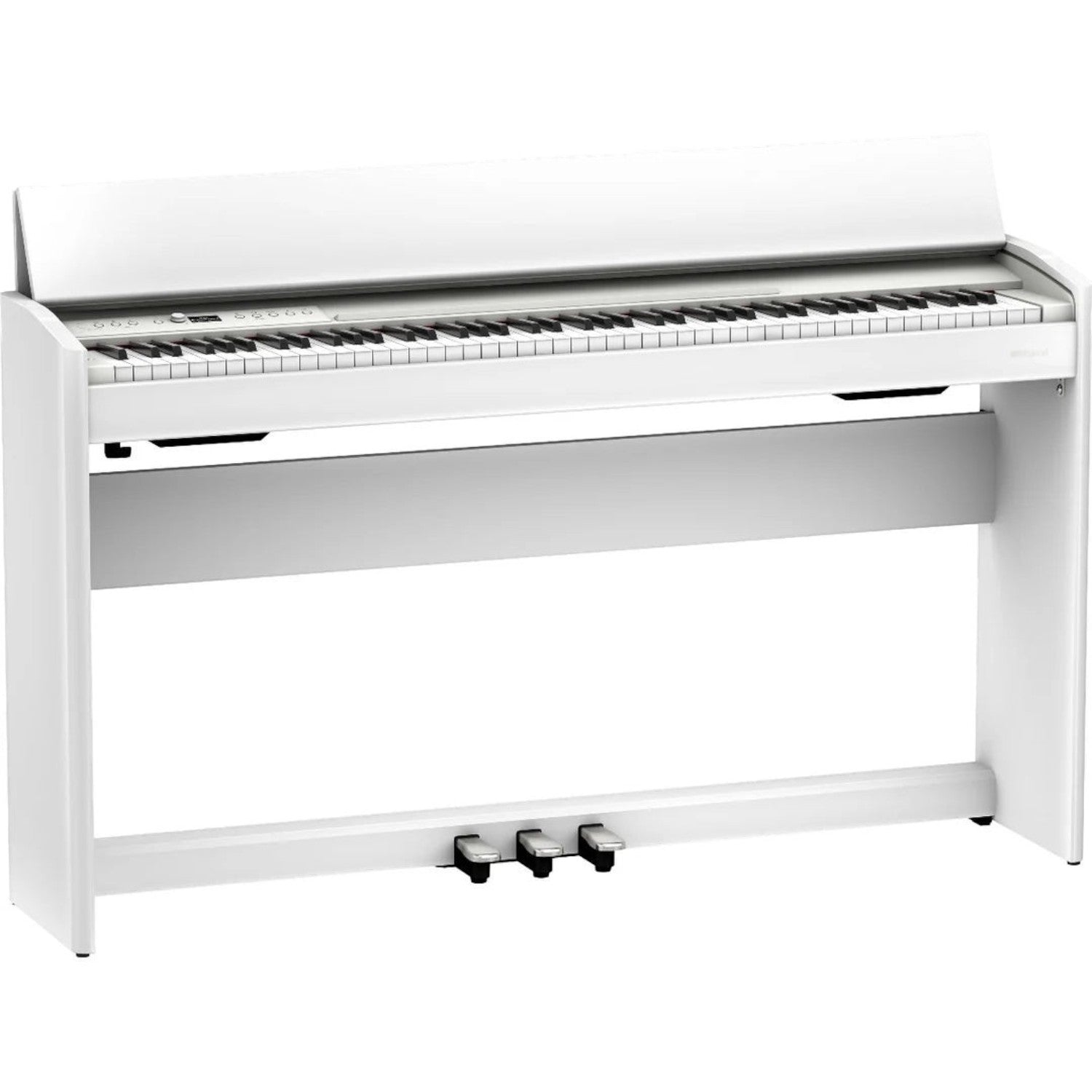 Đàn piano điện Roland F701 màu trắng hiện đại, hàng trưng bày tại Tân Nhạc Cụ với thiết kế dáng phẳng tinh tế.