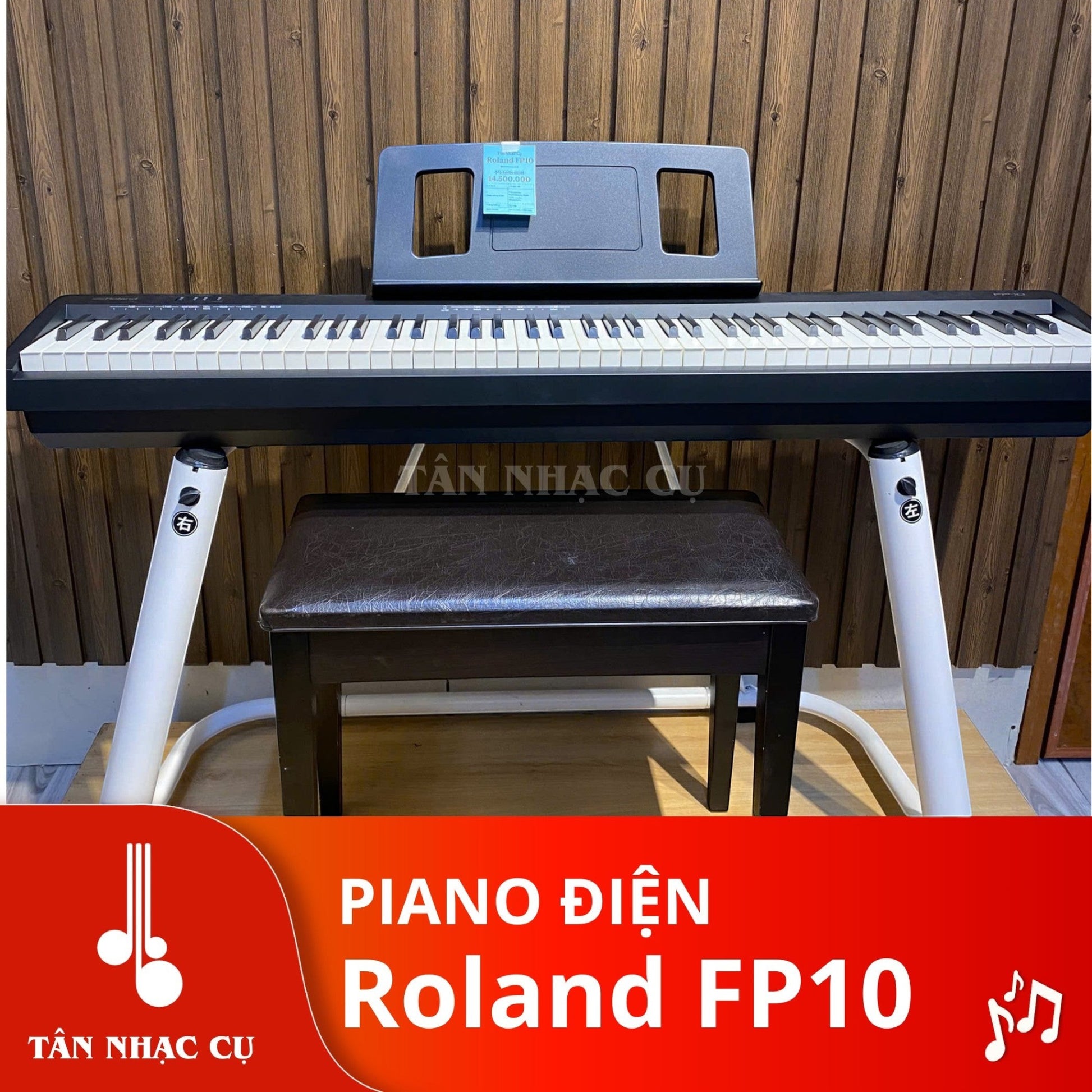 Đàn piano điện Roland FP10 màu đen tại Tân Nhạc Cụ với bàn phím PHA-4, giá đỡ và ghế ngồi