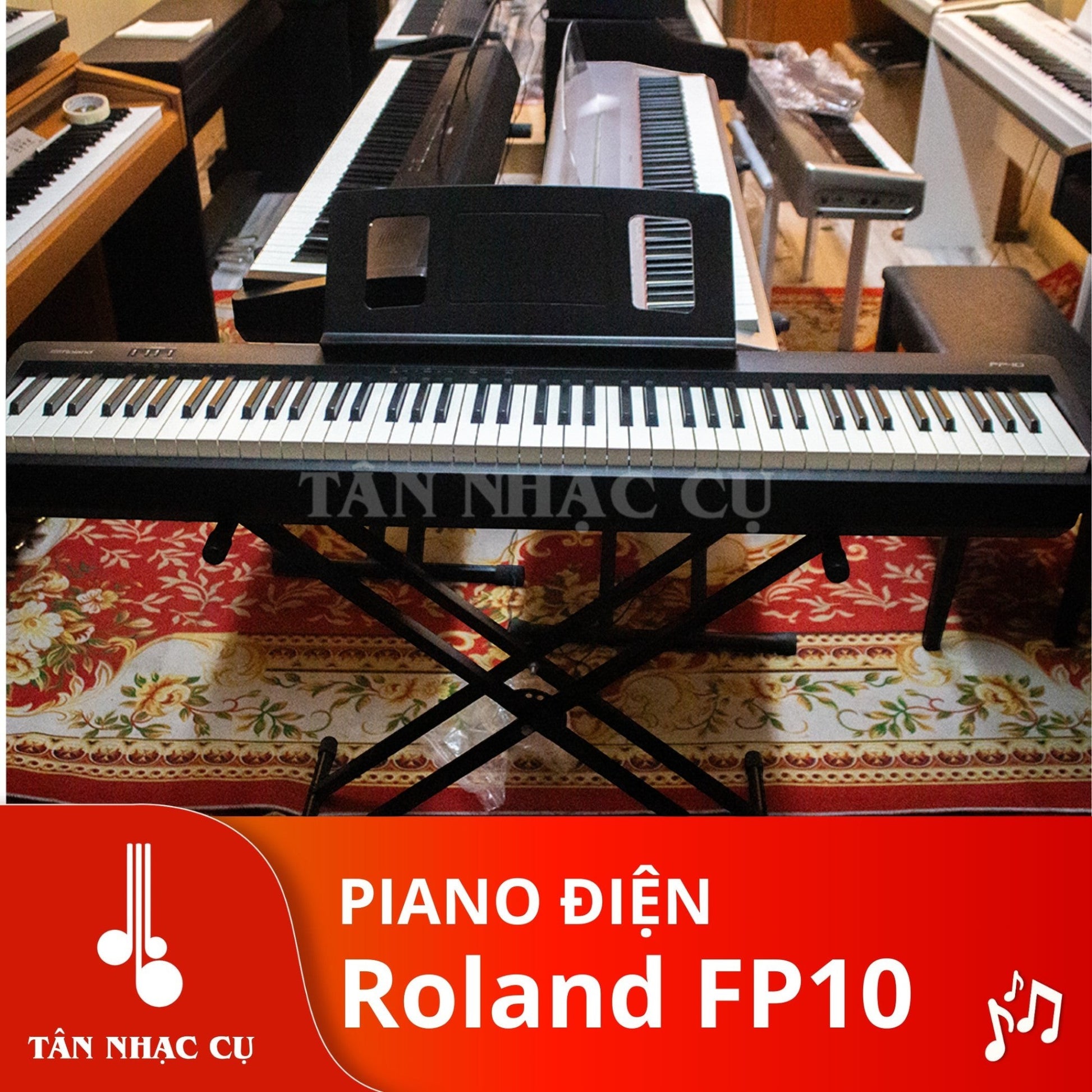 Đàn piano điện Roland FP10 màu đen tại showroom TÂN NHẠC CỤ với bàn phím PHA-4 Standard gọn nhẹ
