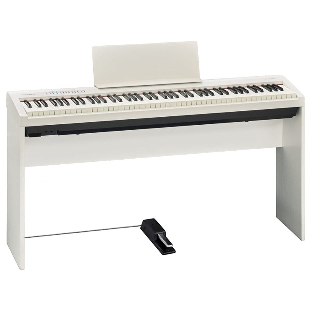 Đàn piano điện Roland FP-30 màu trắng tại TÂN NHẠC CỤ với bàn phím búa nặng PHA-4 và giá để nhạc
