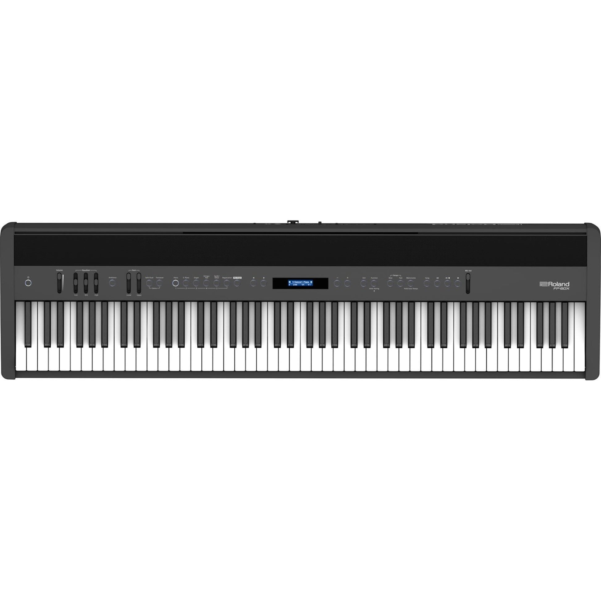 Đàn piano điện Roland FP-60X màu đen 88 phím tại TÂN NHẠC CỤ với thiết kế hiện đại và màn hình LCD hiển thị