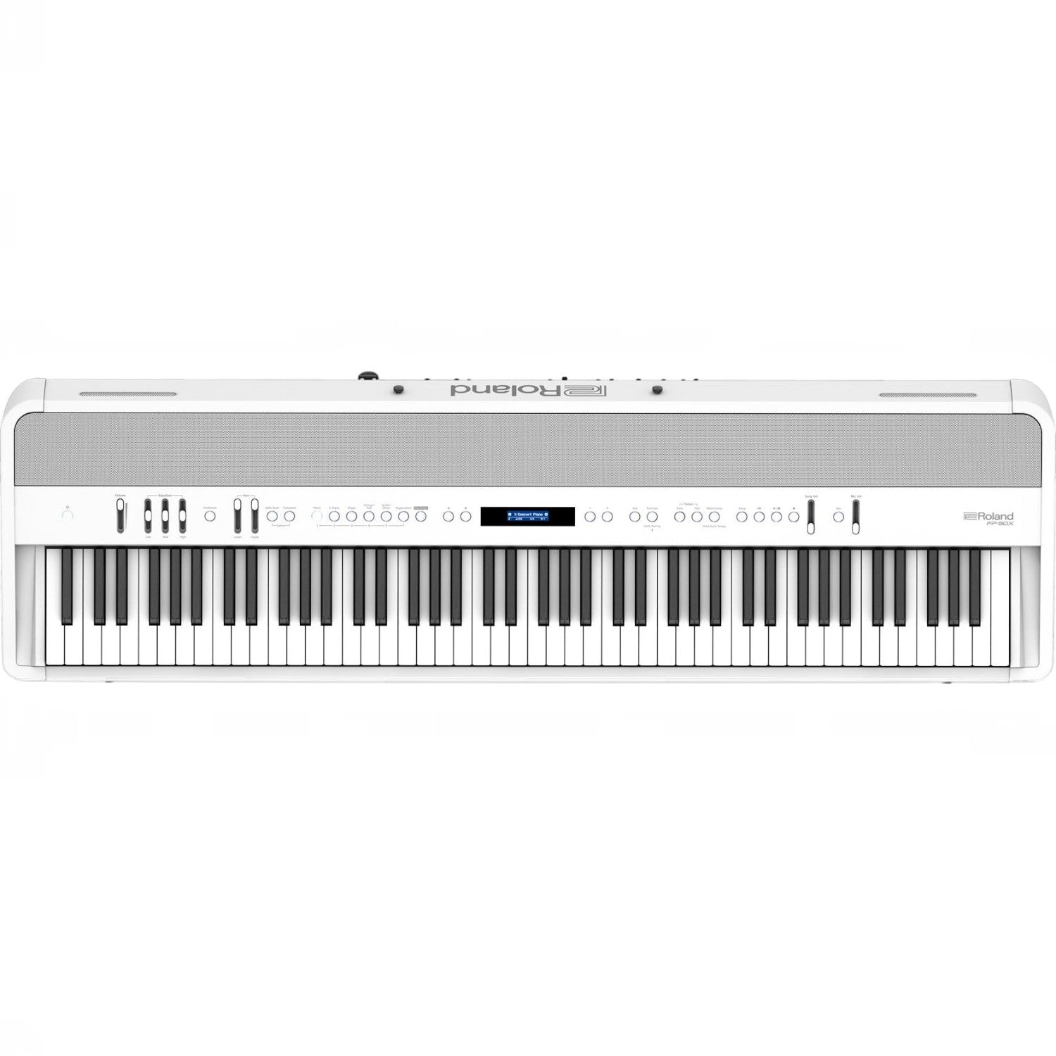 Đàn piano điện Roland FP-90X màu trắng tại TÂN NHẠC CỤ với bàn phím lai gỗ PHA-50 và bảng điều khiển hiện đại