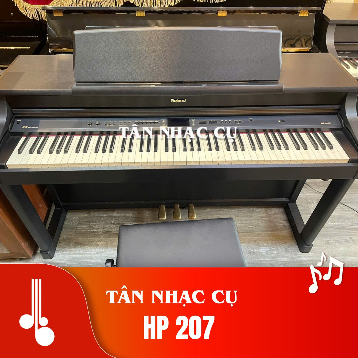 Đàn piano điện Roland HP207 màu đen sang trọng tại TÂN NHẠC CỤ với bàn phím PHA II Ivory Feel chân thực