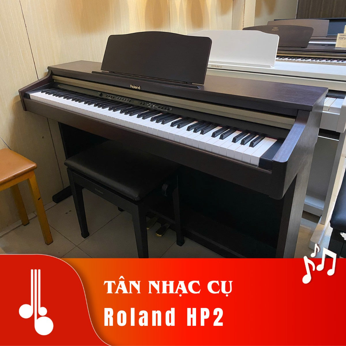 Đàn piano điện Roland HP2 màu nâu gỗ sang trọng với bàn phím búa PHA II tại cửa hàng TÂN NHẠC CỤ