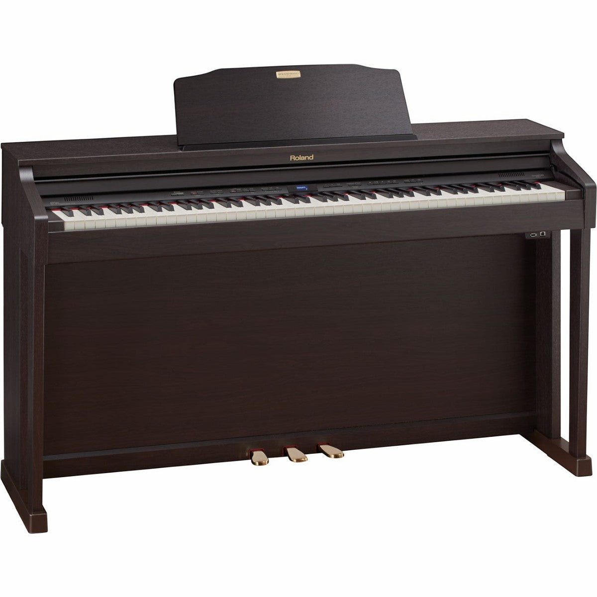Đàn piano điện Roland HP504 màu nâu gỗ sang trọng tại TÂN NHẠC CỤ, thiết kế dáng console với bàn phím PHA-4 cao cấp.
