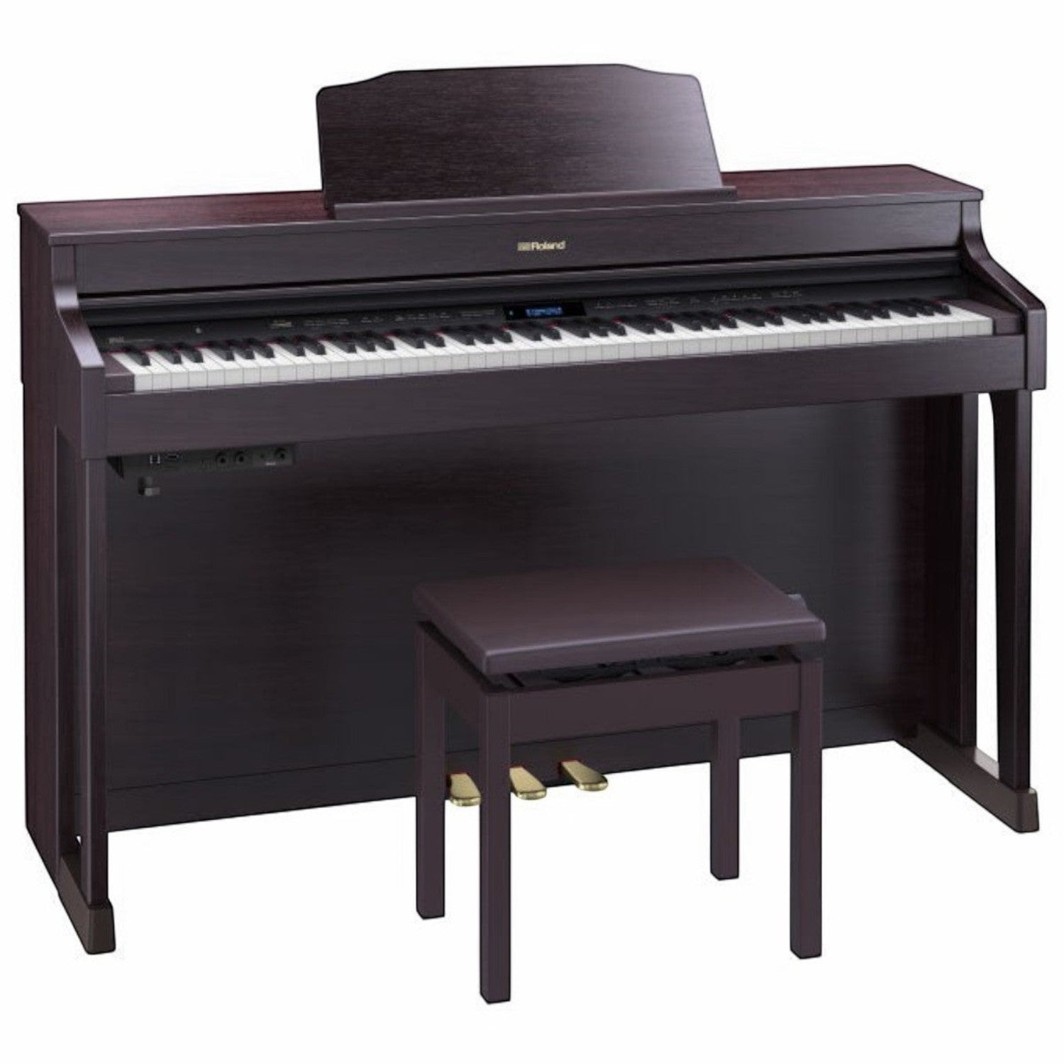 Đàn piano điện TÂN NHẠC CỤ Roland HP603 dáng console màu nâu gỗ sang trọng với bàn phím PHA-50 và ghế đàn đi kèm