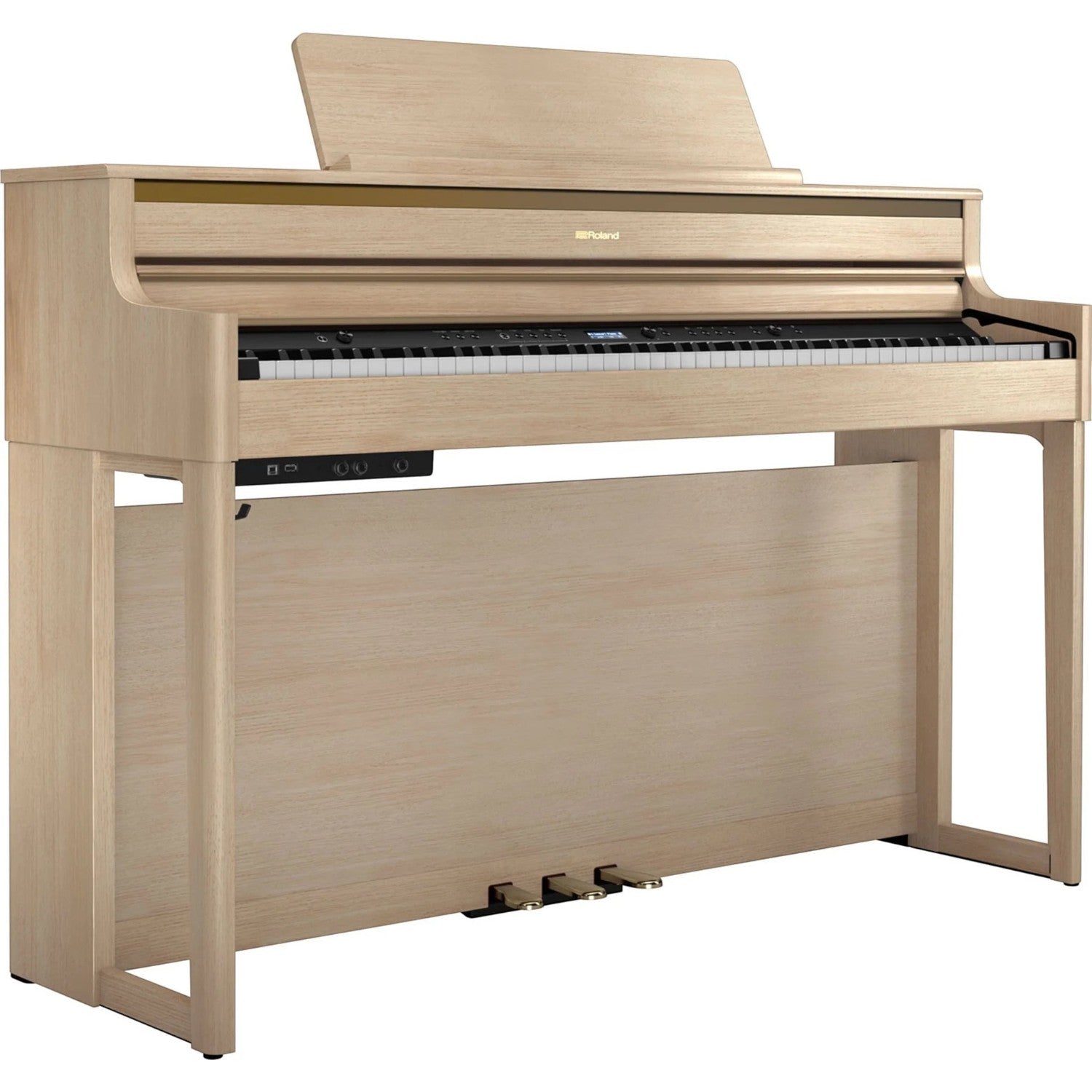 Đàn piano điện Roland HP704 màu gỗ sáng sang trọng tại TÂN NHẠC CỤ với thiết kế tủ đứng hiện đại và bàn phím PHA-50