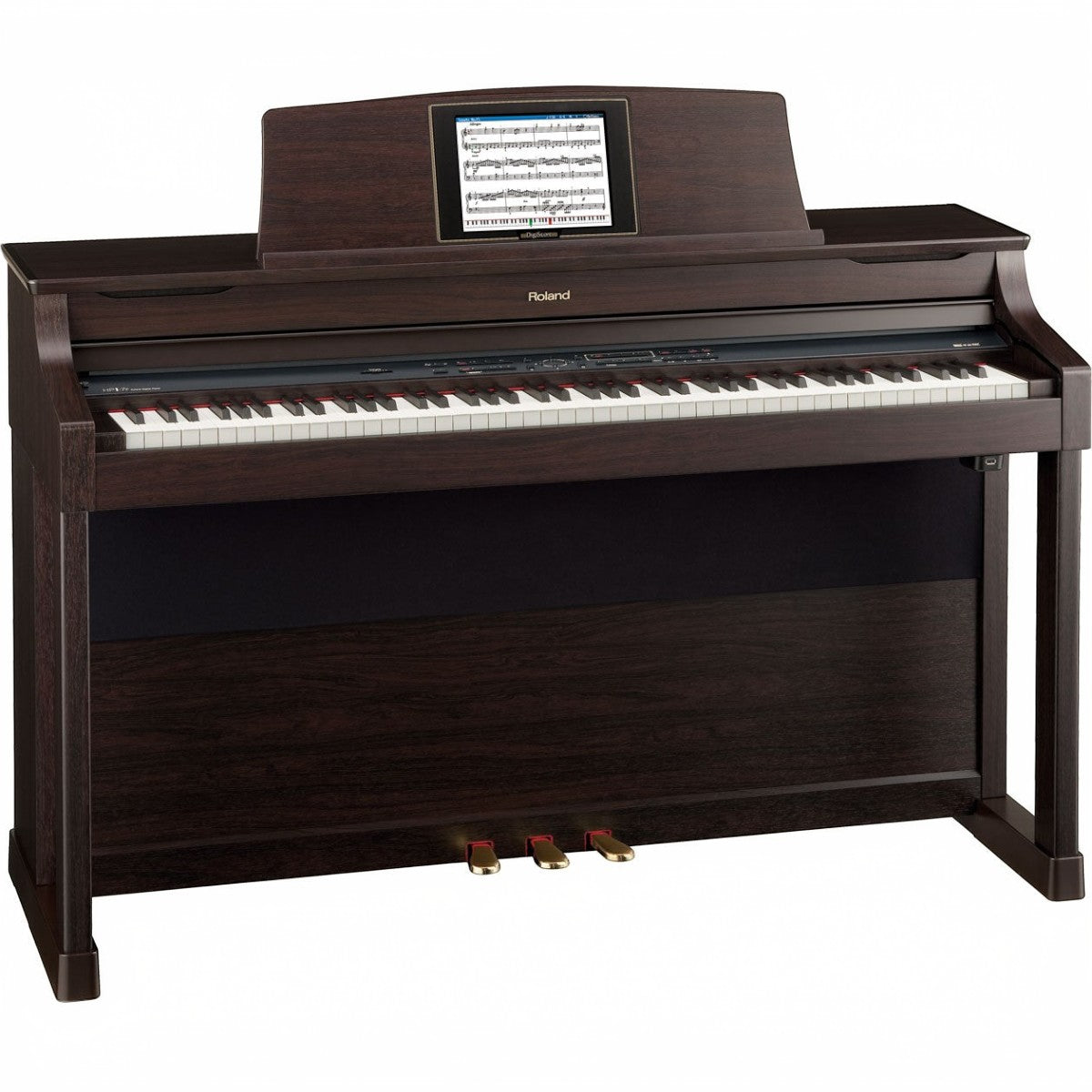 Đàn piano điện Roland HPi-7F màu gỗ nâu sang trọng với màn hình DigiScore tương tác tại Tân Nhạc Cụ