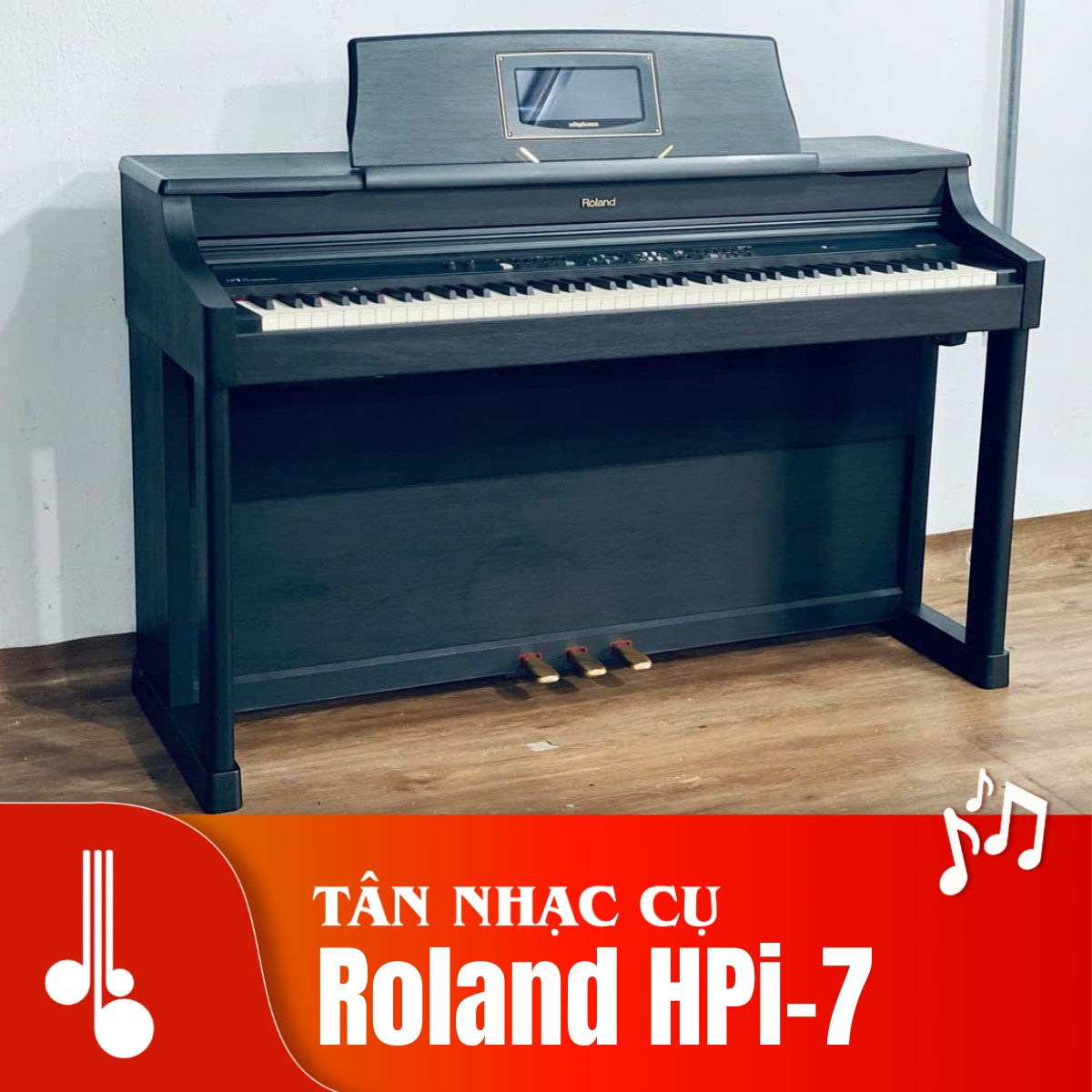 Đàn piano điện TÂN NHẠC CỤ Roland HPi-7S màu đen với màn hình DigiScore dạy học và bàn phím PHA II Ivory Feel