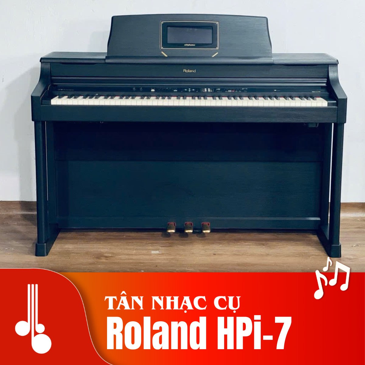 Đàn piano điện TÂN NHẠC CỤ Roland HPi-7S màu đen với màn hình DigiScore tích hợp, phím PHA II Ivory Feel cao cấp.
