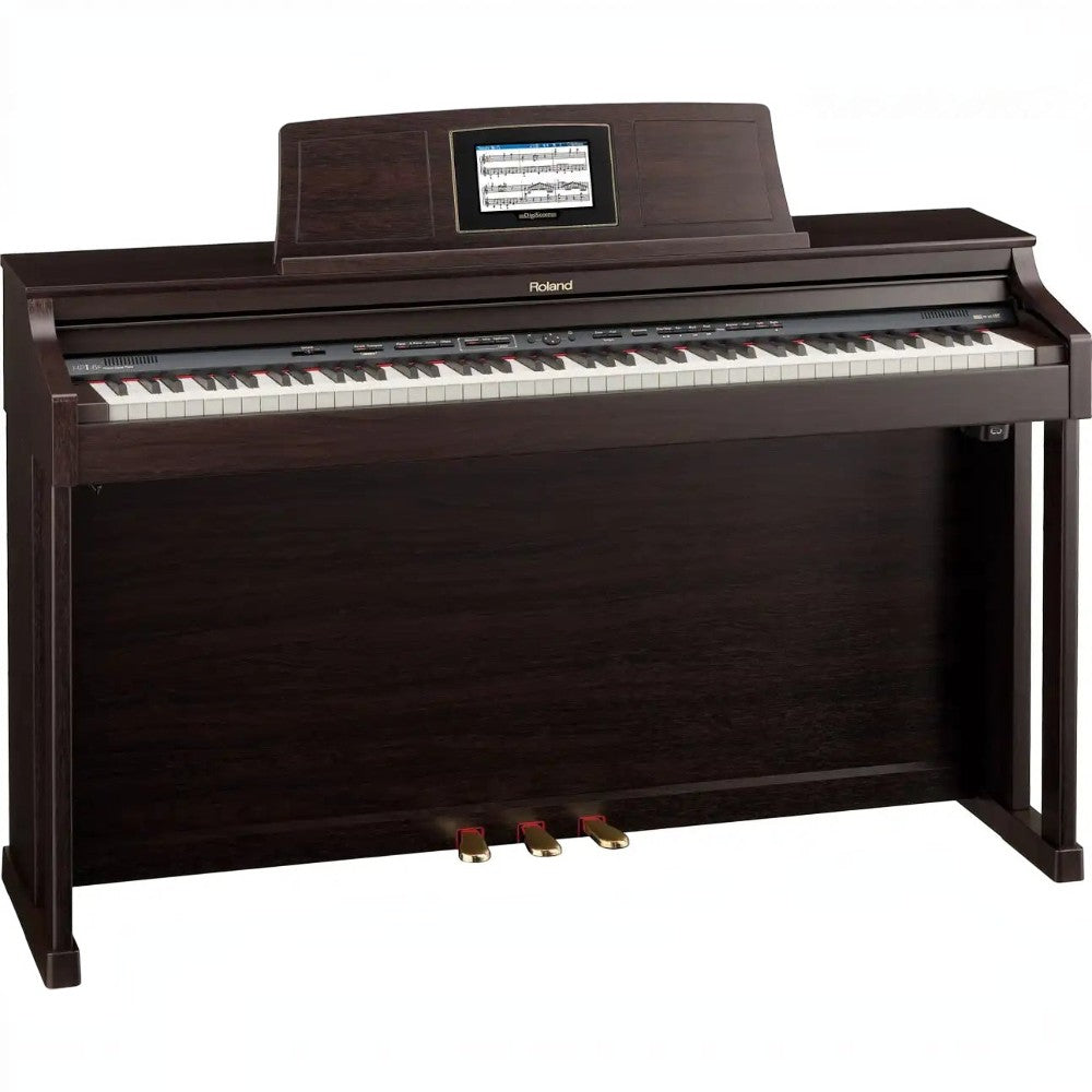 Đàn piano điện Roland HPi-6DLC màu nâu gỗ sang trọng tại TÂN NHẠC CỤ với màn hình hiển thị bản nhạc tích hợp