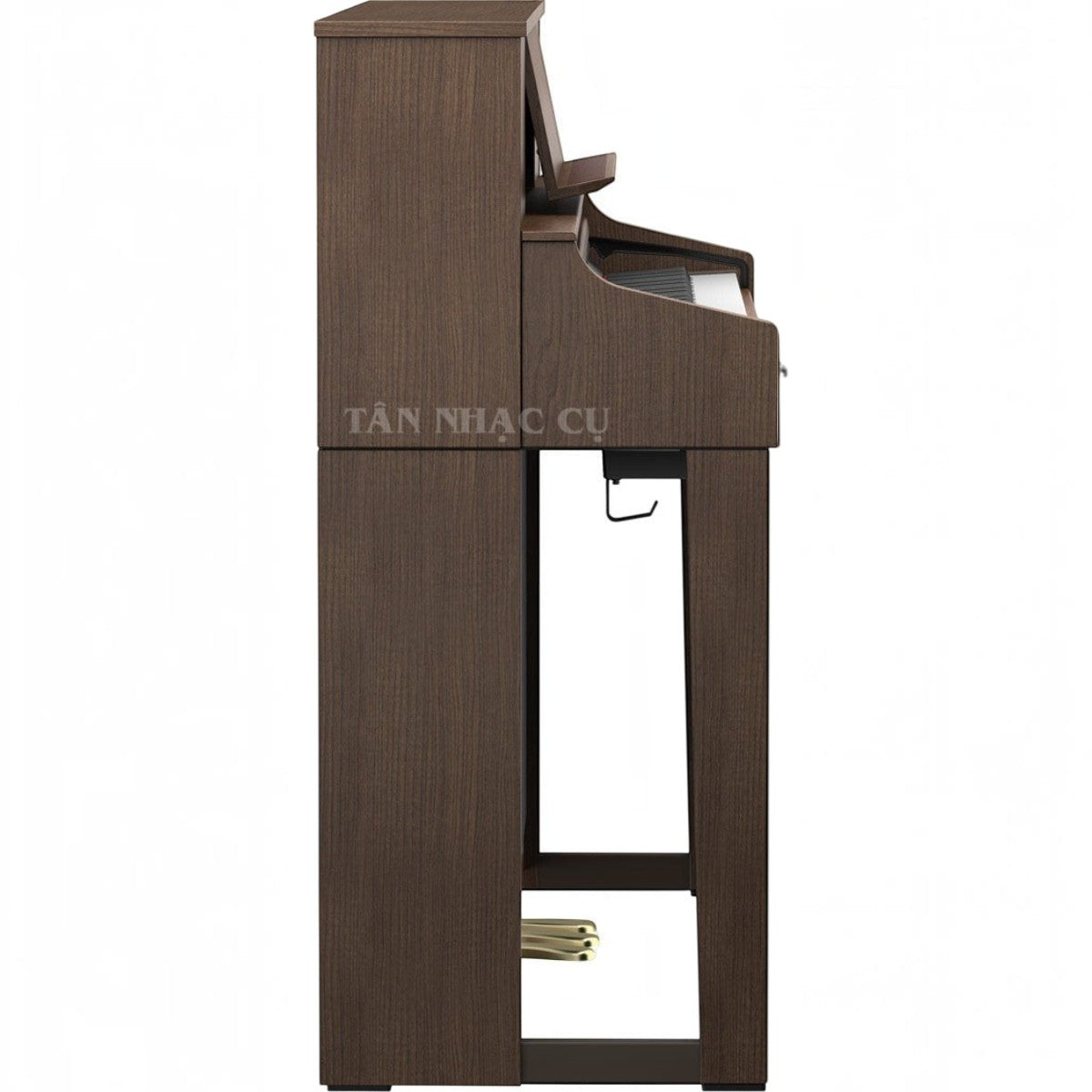 Đàn piano điện Roland LX7 màu nâu gỗ sang trọng, thiết kế upright cao cấp tại TÂN NHẠC CỤ, góc nhìn nghiêng bên cạnh.