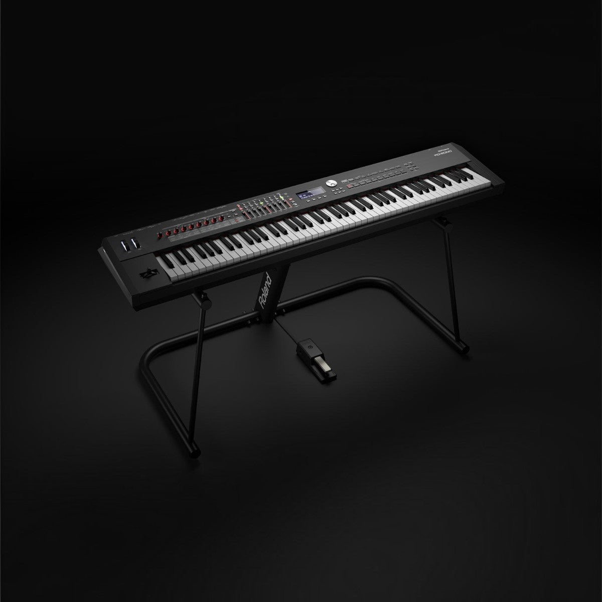 Đàn piano điện Roland RD-2000 màu đen trên chân đàn tại Tân Nhạc Cụ, thiết kế chuyên nghiệp với 88 phím PHA-50.