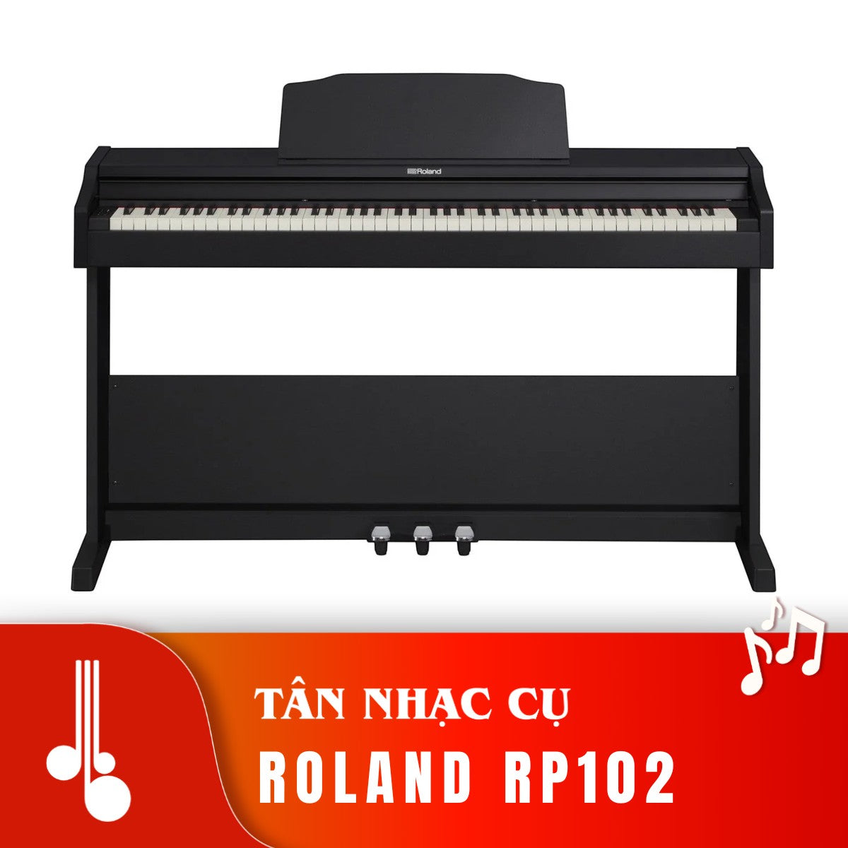Đàn piano điện Roland RP102 màu đen tại TÂN NHẠC CỤ với thiết kế dáng tủ hiện đại và bàn phím búa PHA-4