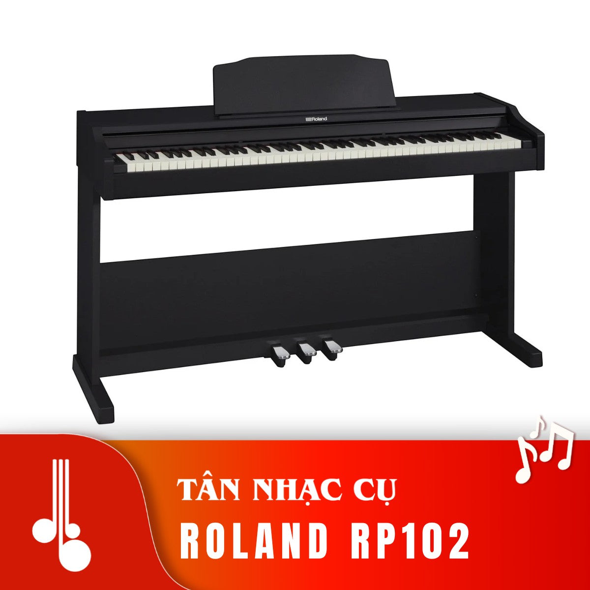 Đàn piano điện Roland RP102 màu đen tại TÂN NHẠC CỤ, thiết kế dáng tủ hiện đại với bàn phím búa PHA-4 tiêu chuẩn.