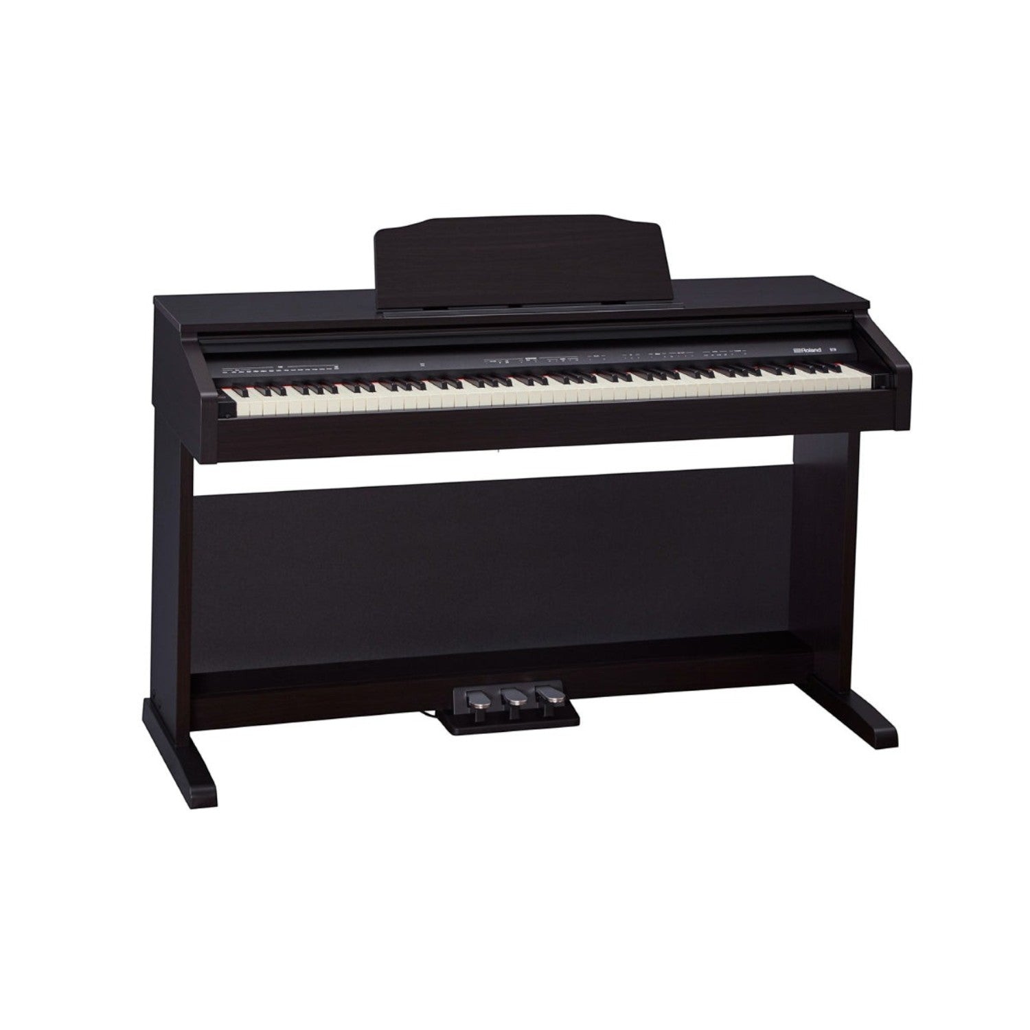 Đàn piano điện Roland RP30 màu gỗ hồng sẫm tại TÂN NHẠC CỤ, thiết kế dáng tủ đứng với 88 phím búa có thoát cơ.