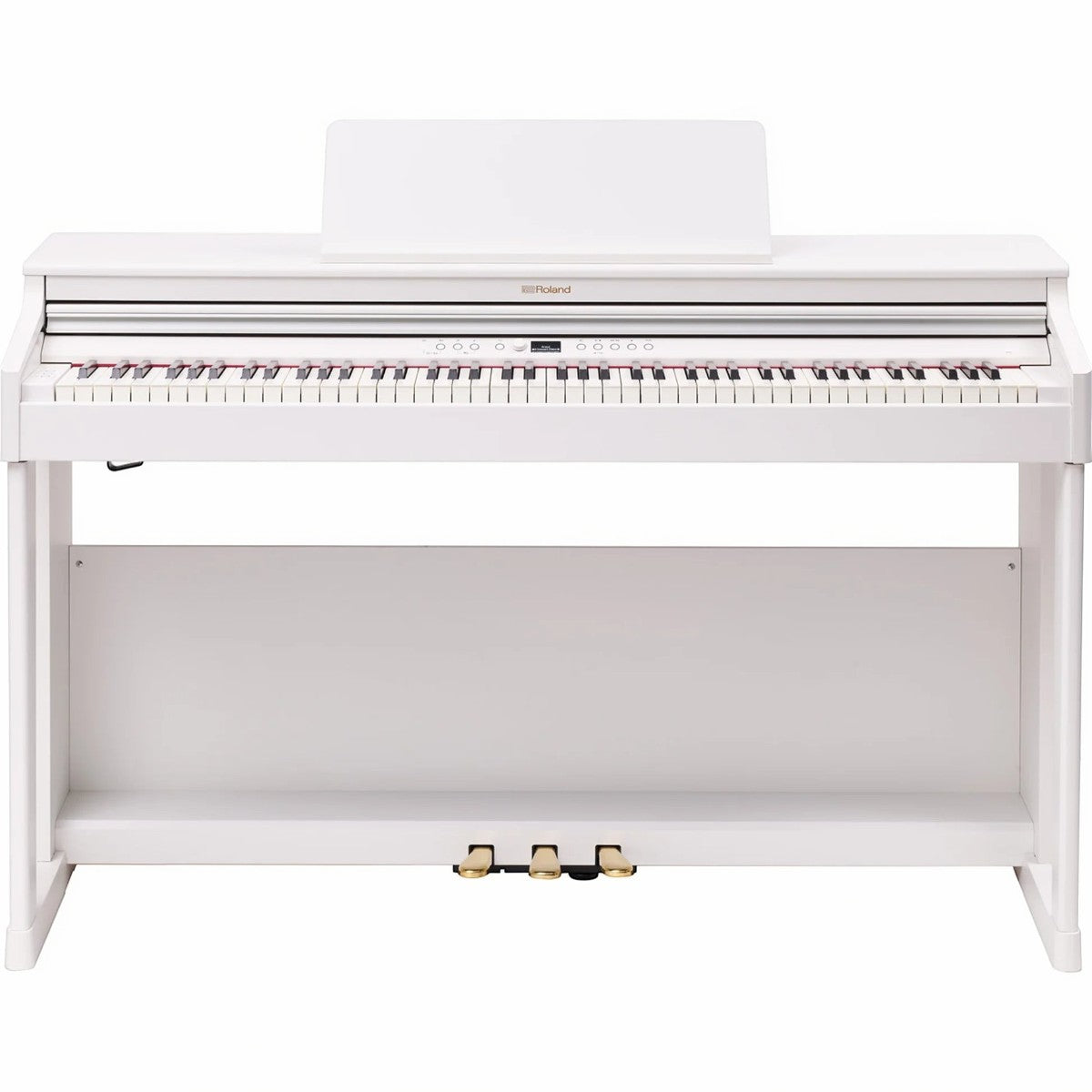 Đàn piano điện Roland RP701 màu trắng thanh lịch tại TÂN NHẠC CỤ, thiết kế dáng tủ upright với nắp phím trượt gọn gàng.