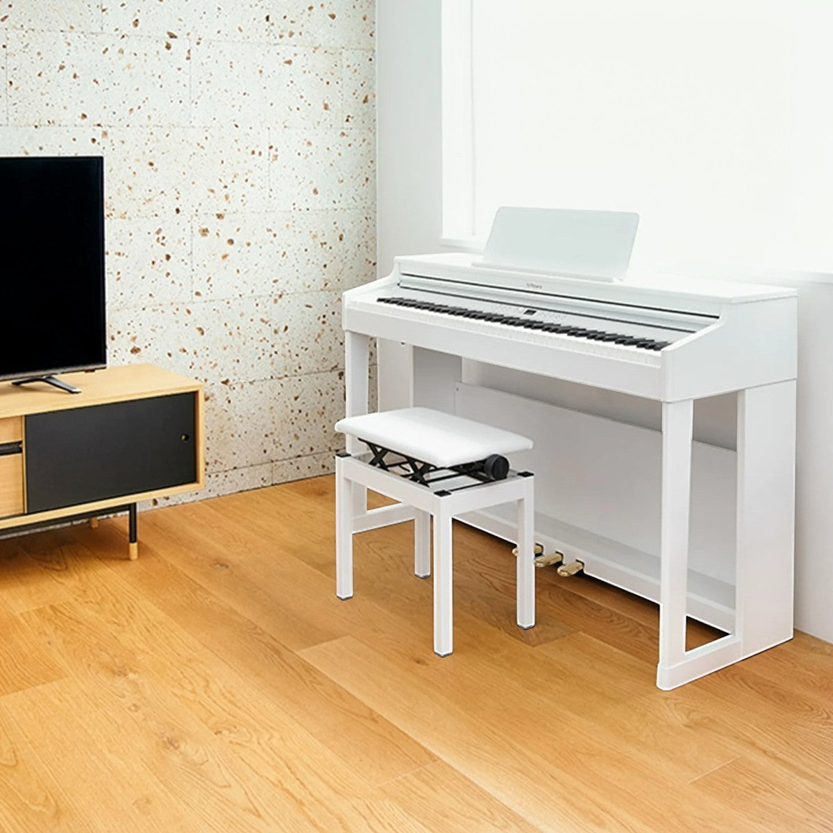 Đàn piano điện Roland RP701 màu trắng dáng tủ thanh lịch tại showroom TÂN NHẠC CỤ