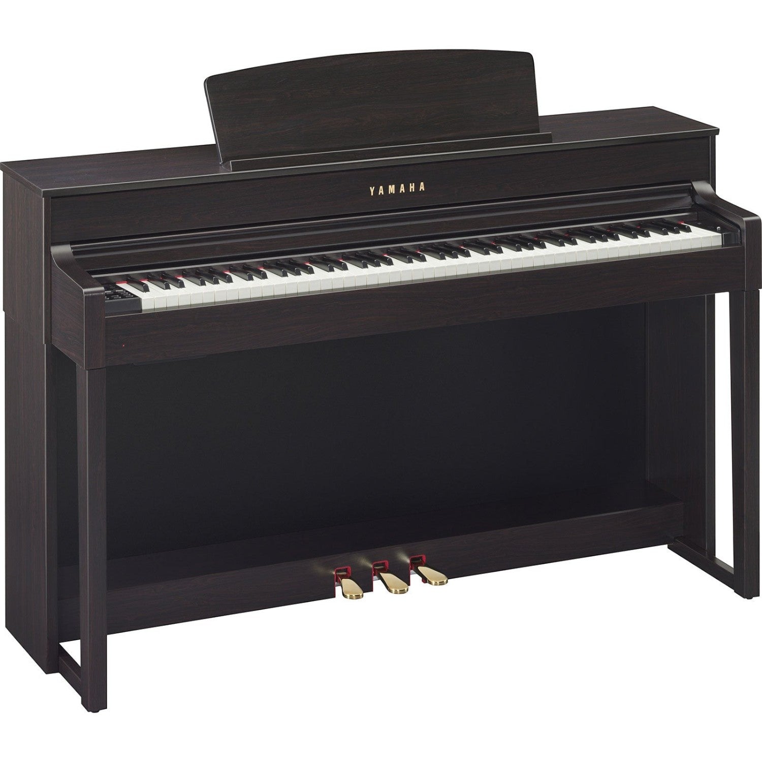 Đàn piano điện TÂN NHẠC CỤ Yamaha CLP545 màu gỗ tối với bàn phím gỗ thật NWX và ba pedal vàng sang trọng
