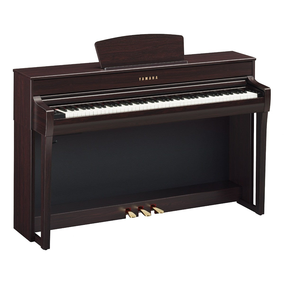 Đàn piano điện Yamaha CLP-735 màu gỗ nâu sang trọng tại TÂN NHẠC CỤ, thiết kế dáng tủ đứng hiện đại.