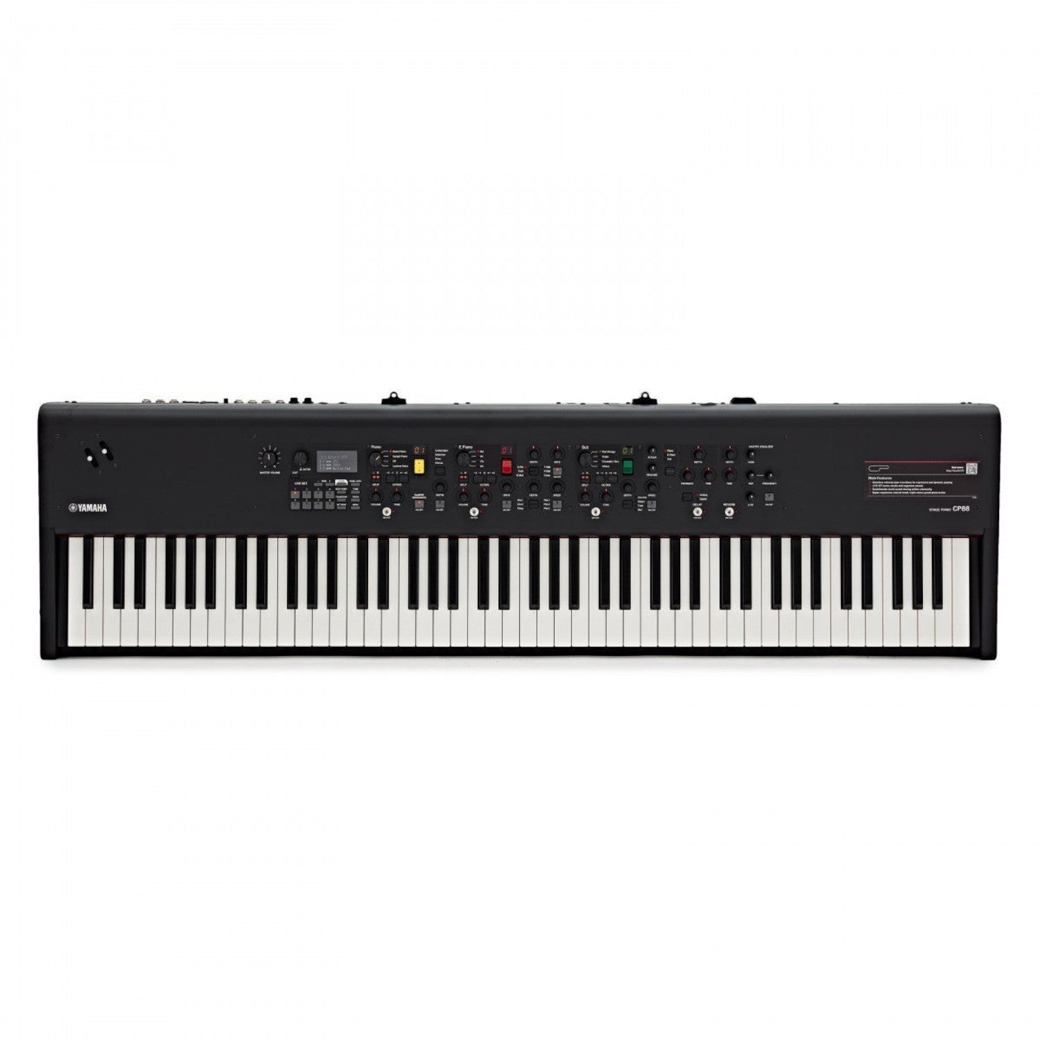 Đàn piano điện biểu diễn Yamaha CP88 màu đen với bàn phím gỗ NW-GH3 và bảng điều khiển núm vặn tại TÂN NHẠC CỤ