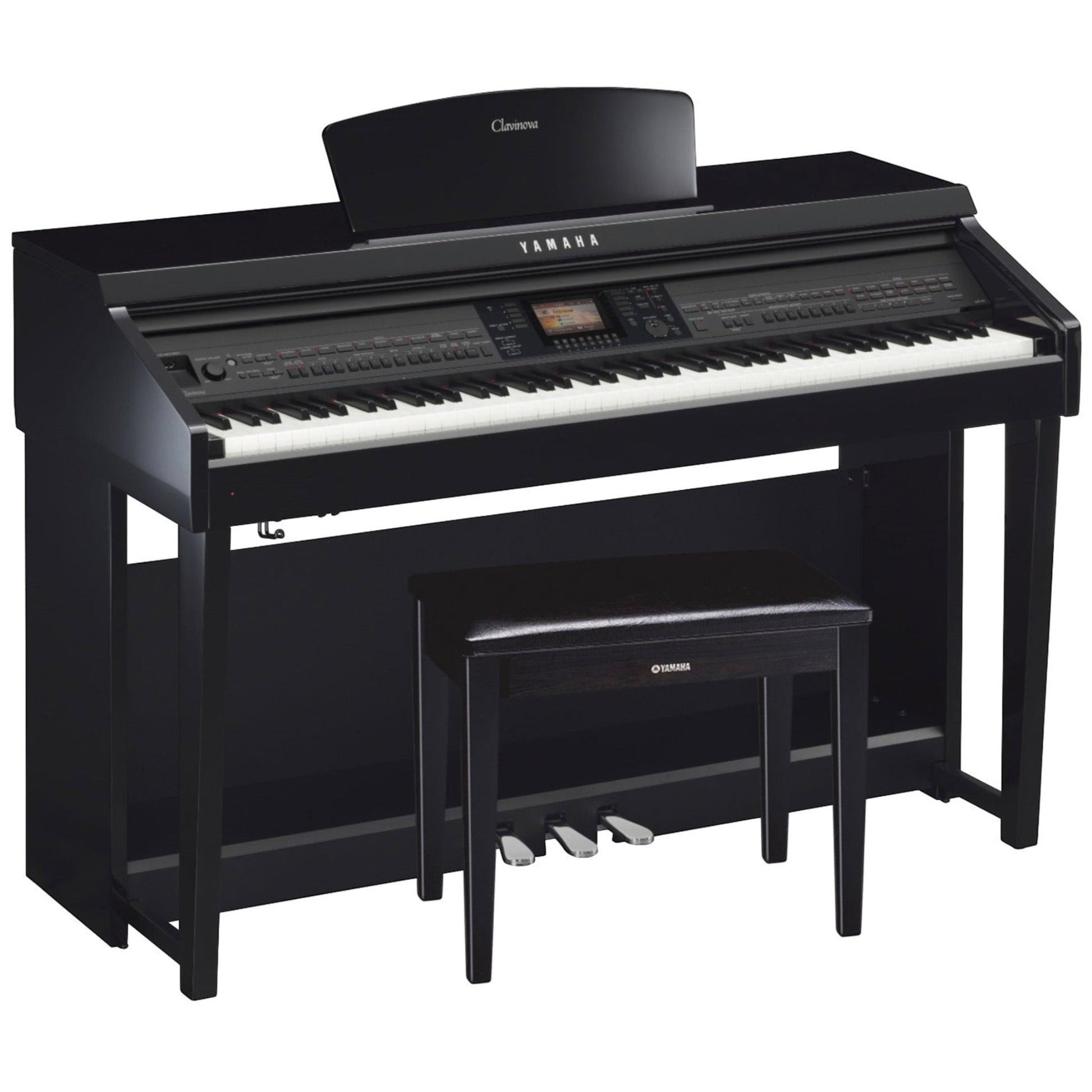 Đàn piano điện đa năng TÂN NHẠC CỤ Yamaha CVP-701 màu đen với màn hình màu và ghế đàn đi kèm
