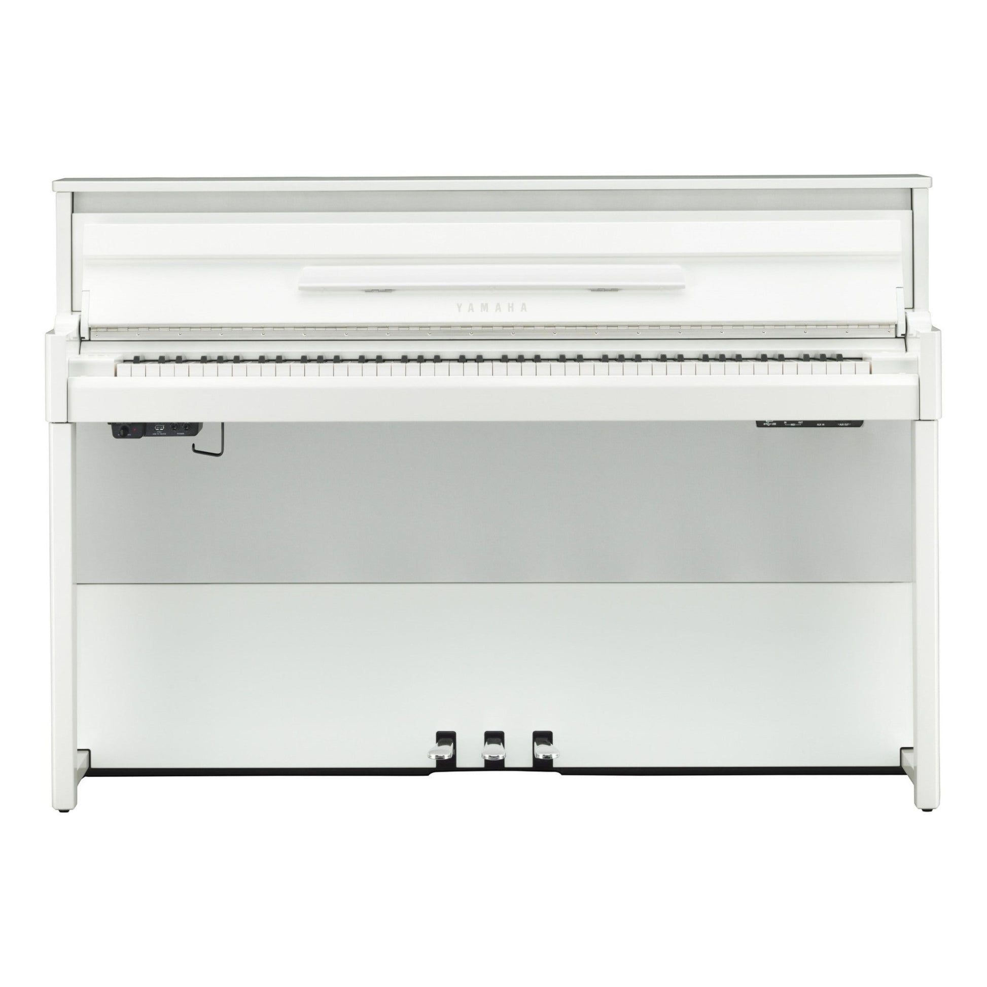 Đàn piano điện lai TÂN NHẠC CỤ Yamaha NU1X màu trắng sang trọng với bộ máy cơ upright và phím gỗ thật
