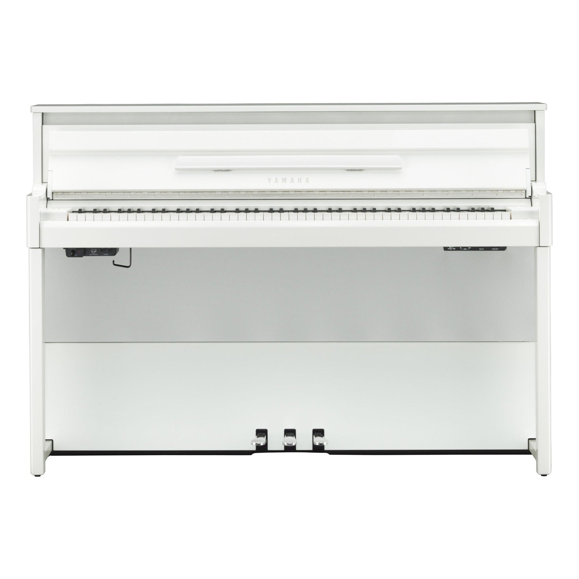 Đàn piano điện lai TÂN NHẠC CỤ Yamaha NU1X màu trắng sang trọng với bộ máy cơ upright và phím gỗ thật