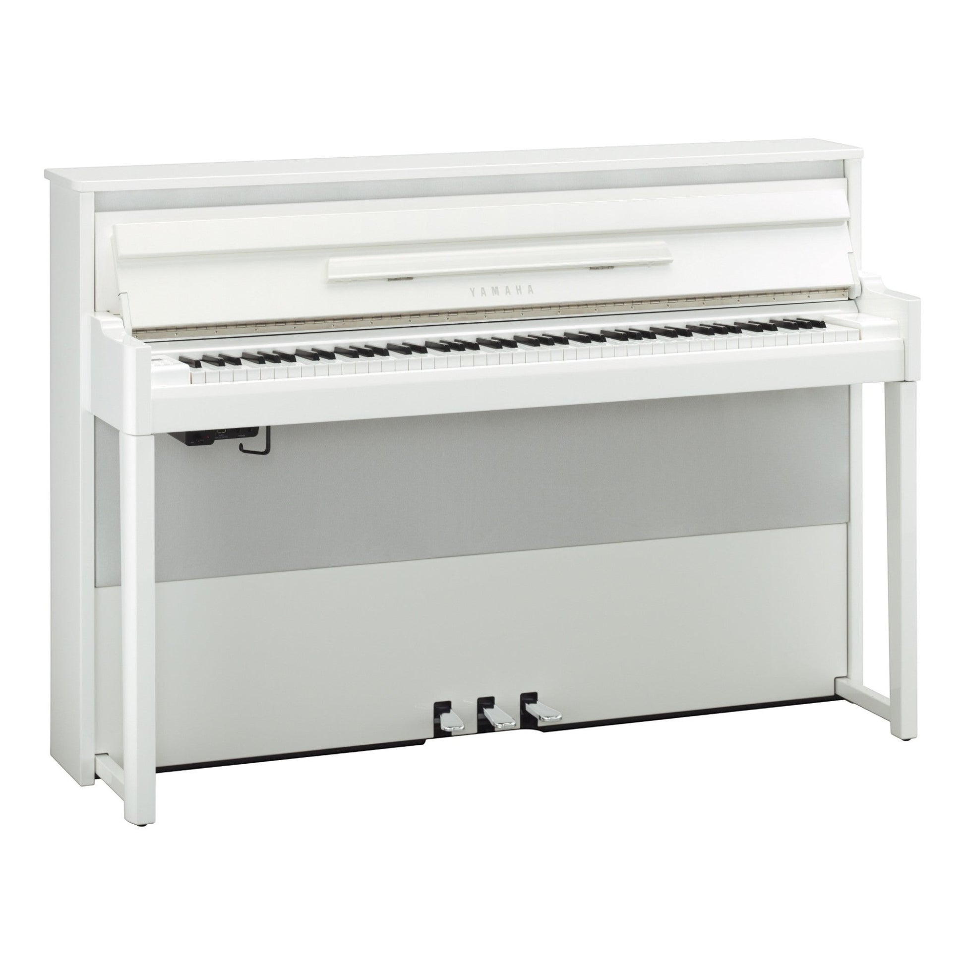 Đàn piano điện lai Yamaha NU1X màu trắng sang trọng tại TÂN NHẠC CỤ với thiết kế upright hiện đại
