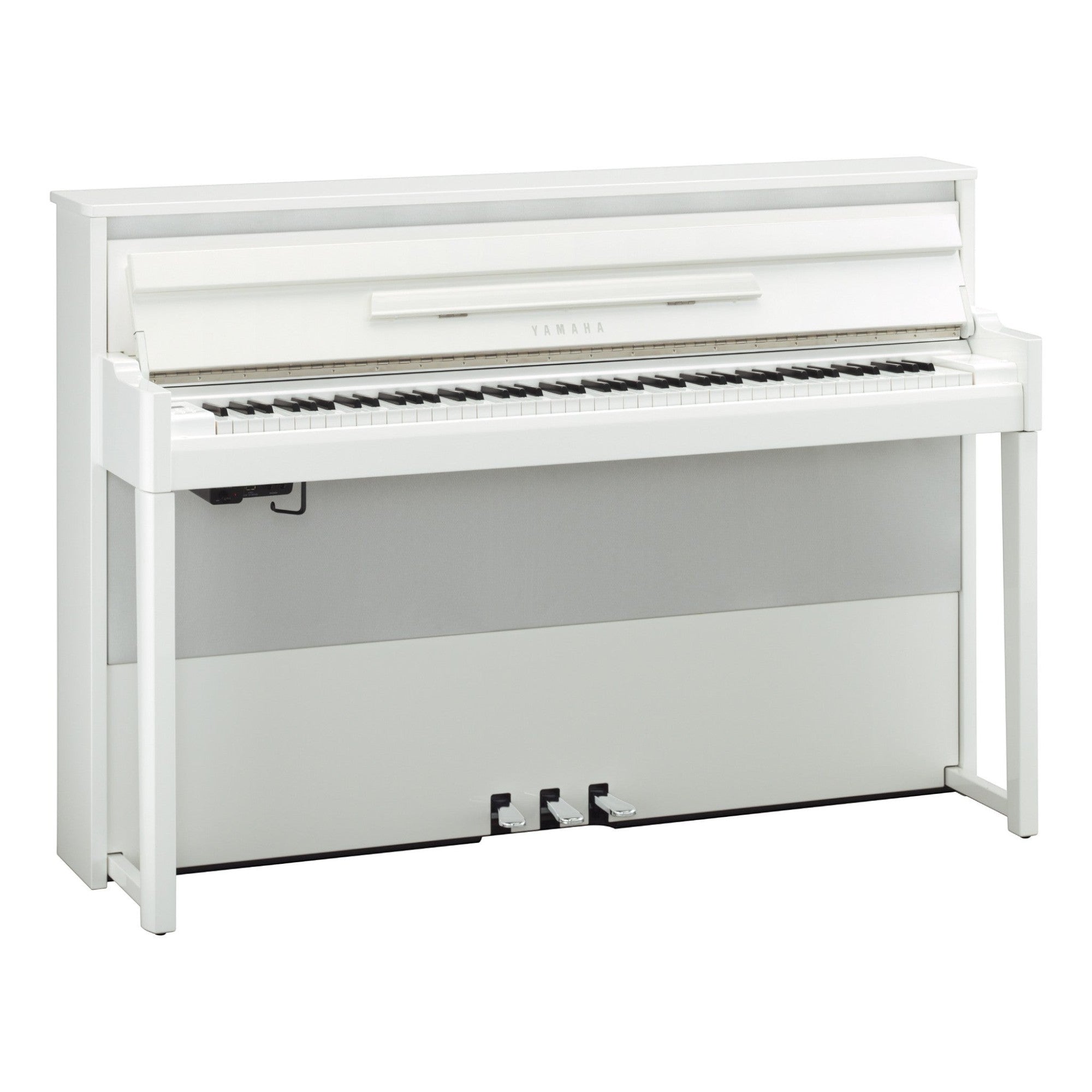 Đàn piano điện lai Yamaha NU1X màu trắng sang trọng tại TÂN NHẠC CỤ với thiết kế upright hiện đại