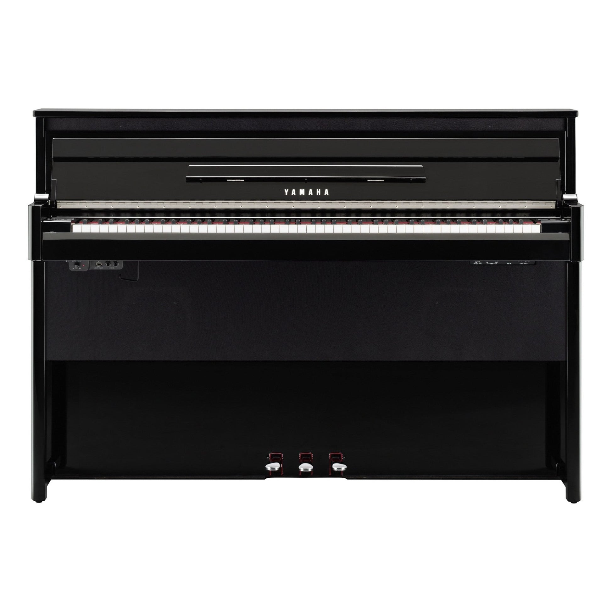 Đàn piano điện lai TÂN NHẠC CỤ Yamaha NU1X màu đen bóng với bộ máy cơ upright thật và phím gỗ cao cấp