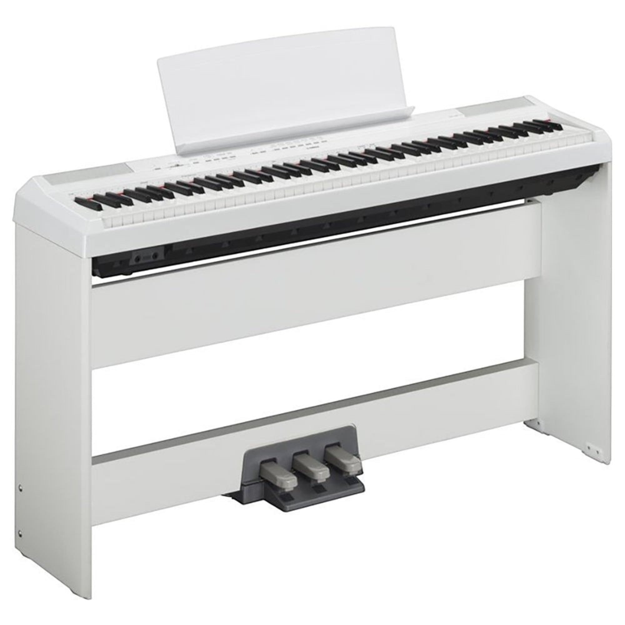 Đàn piano điện TÂN NHẠC CỤ Yamaha P-115 màu trắng với thiết kế gọn nhẹ, 88 phím búa GHS và chân đế chắc chắn.