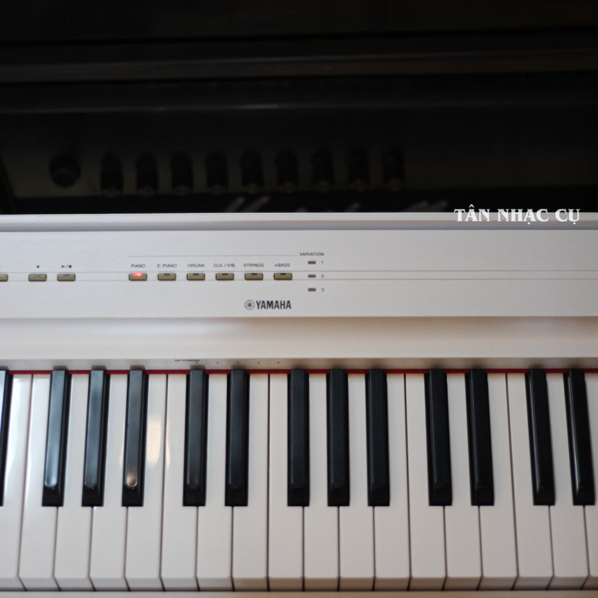 Đàn piano điện Yamaha P125 màu trắng tại TÂN NHẠC CỤ với bảng điều khiển phím chức năng rõ nét