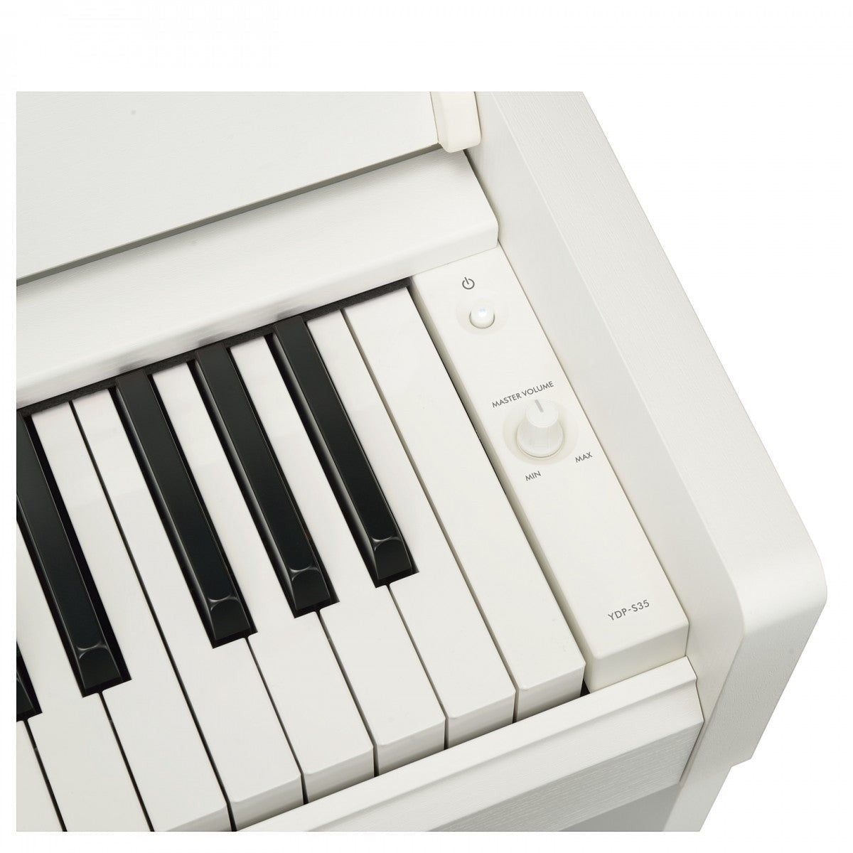 Đàn piano điện Yamaha YDP-S35 màu trắng tại Tân Nhạc Cụ với bảng điều khiển âm lượng và phím đàn GHS