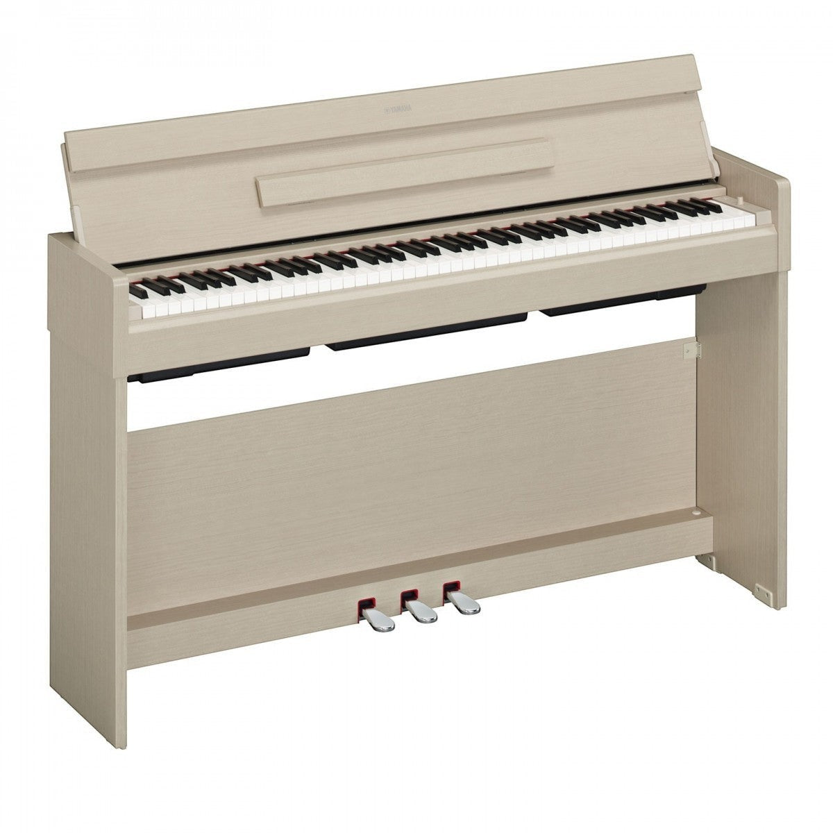 Đàn piano điện Yamaha YDP-S35 dáng slim màu gỗ sáng tại TÂN NHẠC CỤ, thiết kế mỏng gọn với 3 pedal và nắp phím gập.