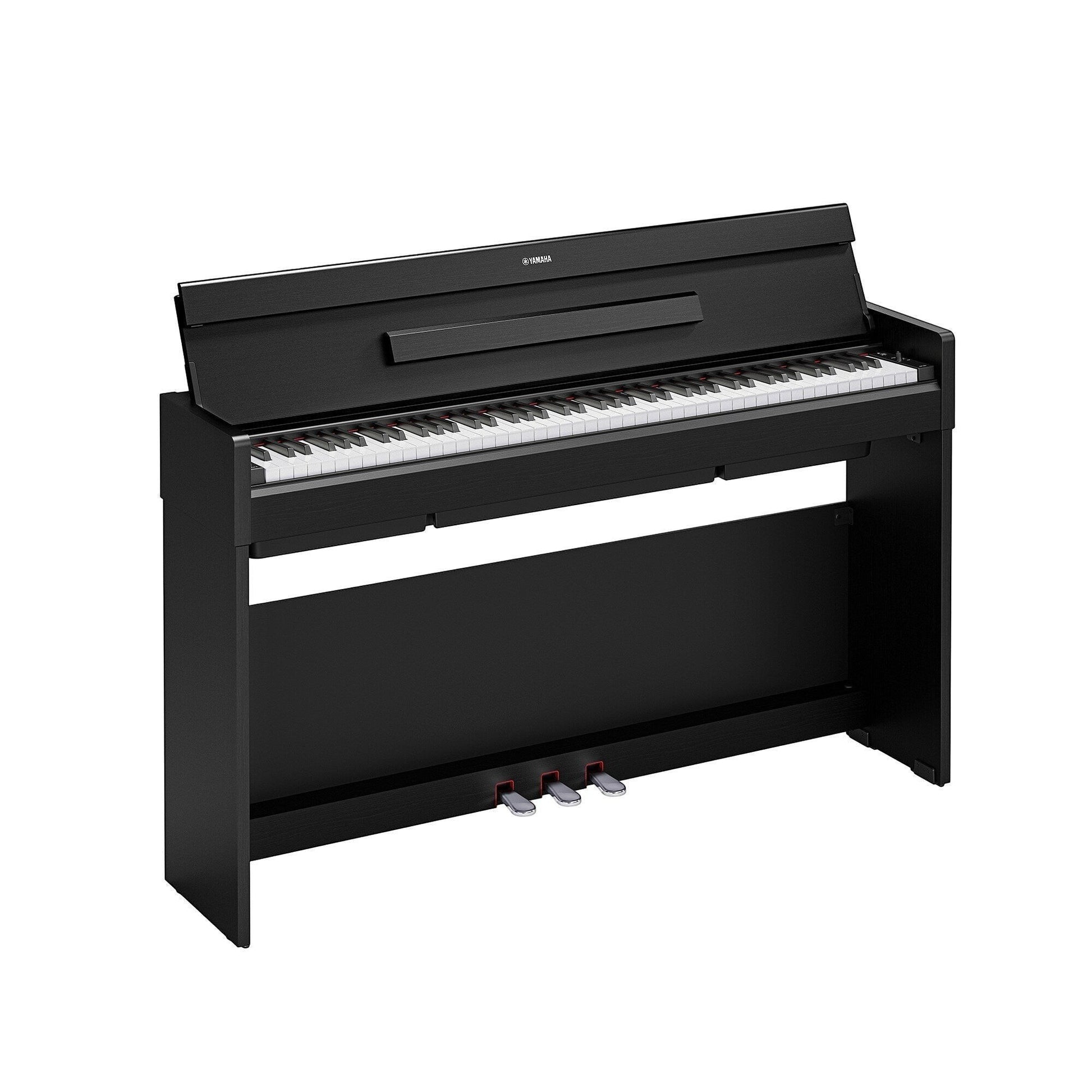 Đàn piano điện Yamaha YDP-S36 màu đen dáng slim hiện đại tại TÂN NHẠC CỤ với nắp phím gập đôi và 3 pedal
