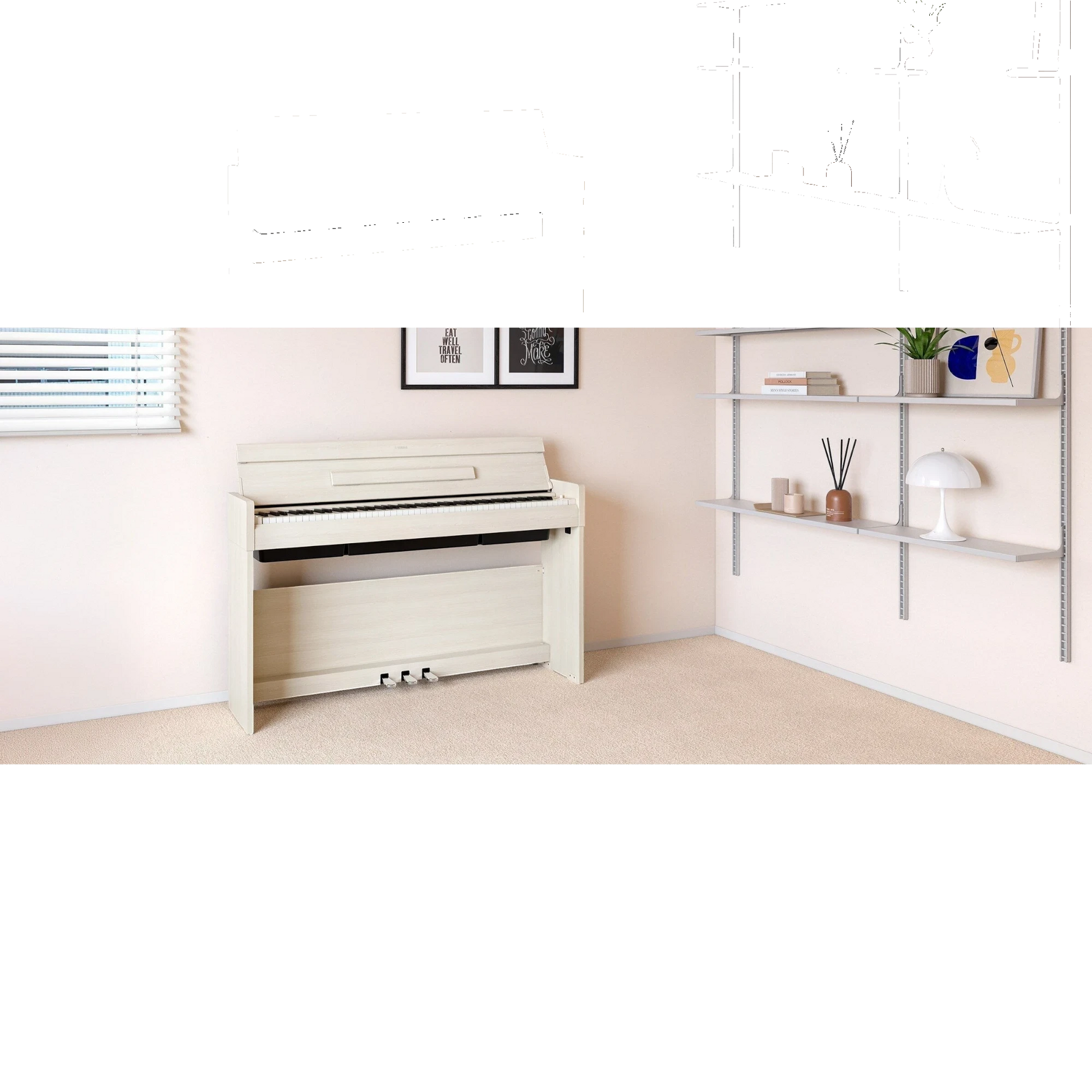 Đàn piano điện Yamaha YDP-S36 màu trắng vân gỗ thiết kế dáng slim hiện đại tại TÂN NHẠC CỤ
